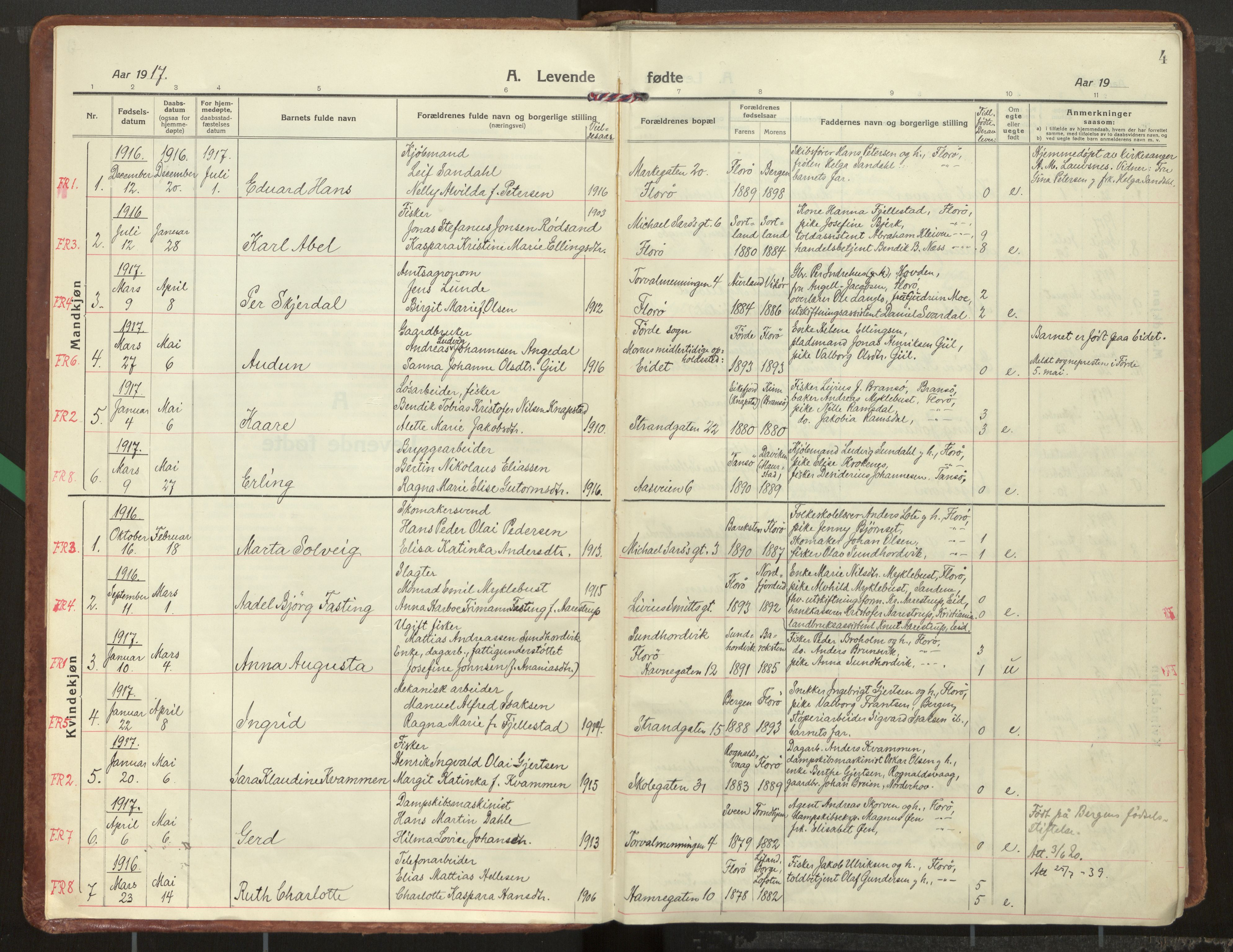 Kinn sokneprestembete, AV/SAB-A-80801/H/Haa/Haac/L0003: Parish register (official) no. C 3, 1917-1934, p. 4