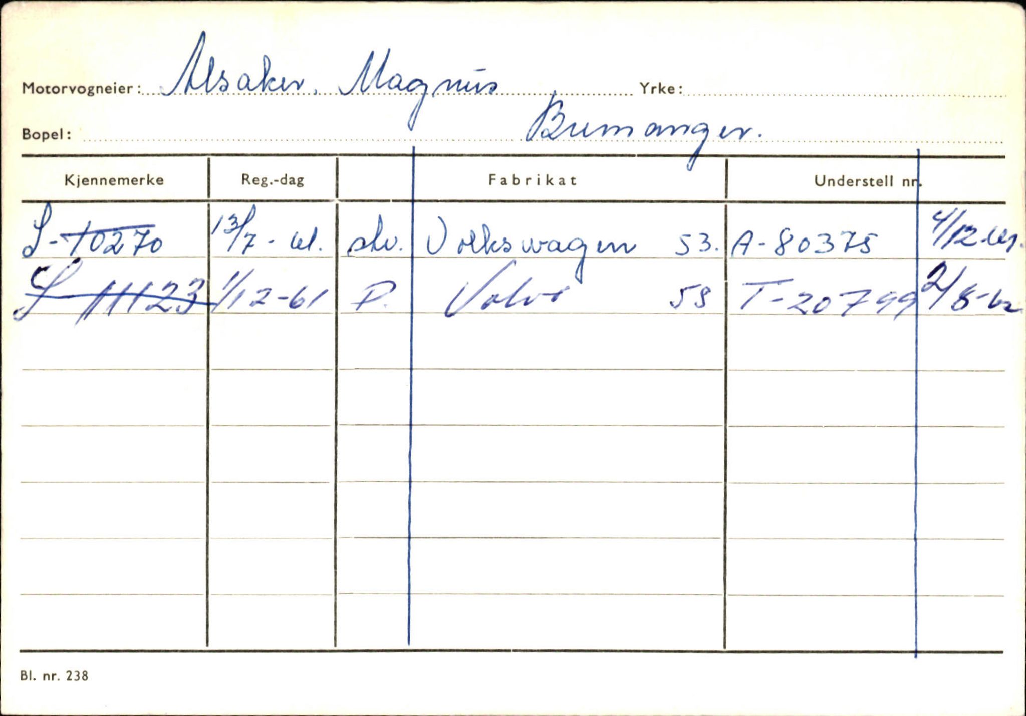 Statens vegvesen, Sogn og Fjordane vegkontor, AV/SAB-A-5301/4/F/L0133: Eigarregister Bremanger A-Å. Gaular A-H, 1945-1975, p. 3