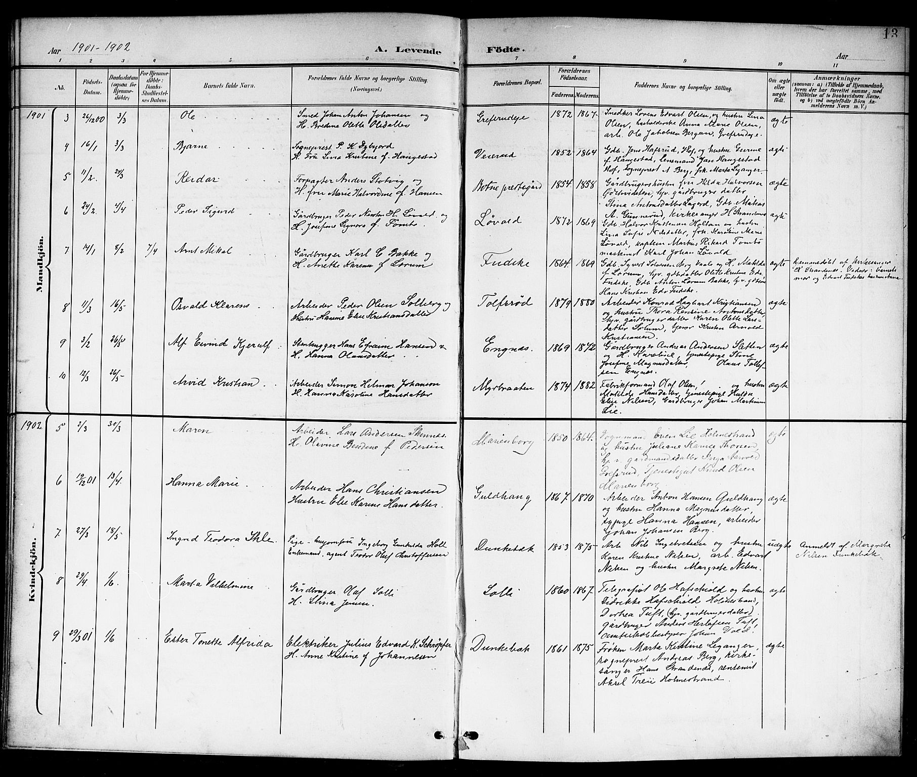 Botne kirkebøker, AV/SAKO-A-340/G/Ga/L0004: Parish register (copy) no. I 4, 1899-1915, p. 13