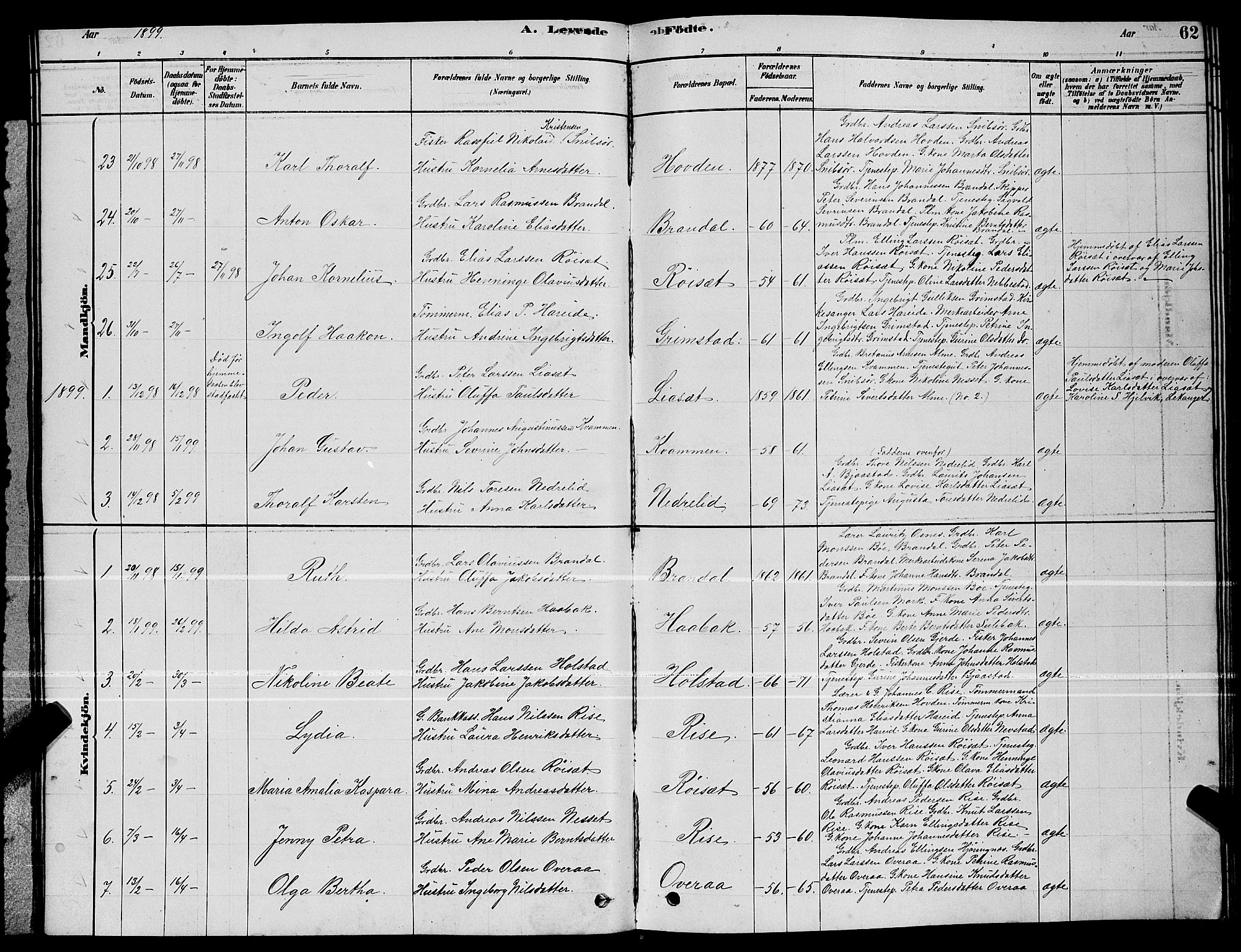 Ministerialprotokoller, klokkerbøker og fødselsregistre - Møre og Romsdal, SAT/A-1454/510/L0125: Parish register (copy) no. 510C02, 1878-1900, p. 62