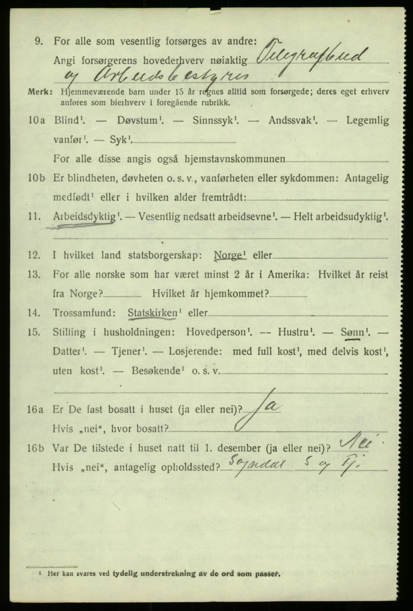 SAB, 1920 census for Lærdal, 1920, p. 3177