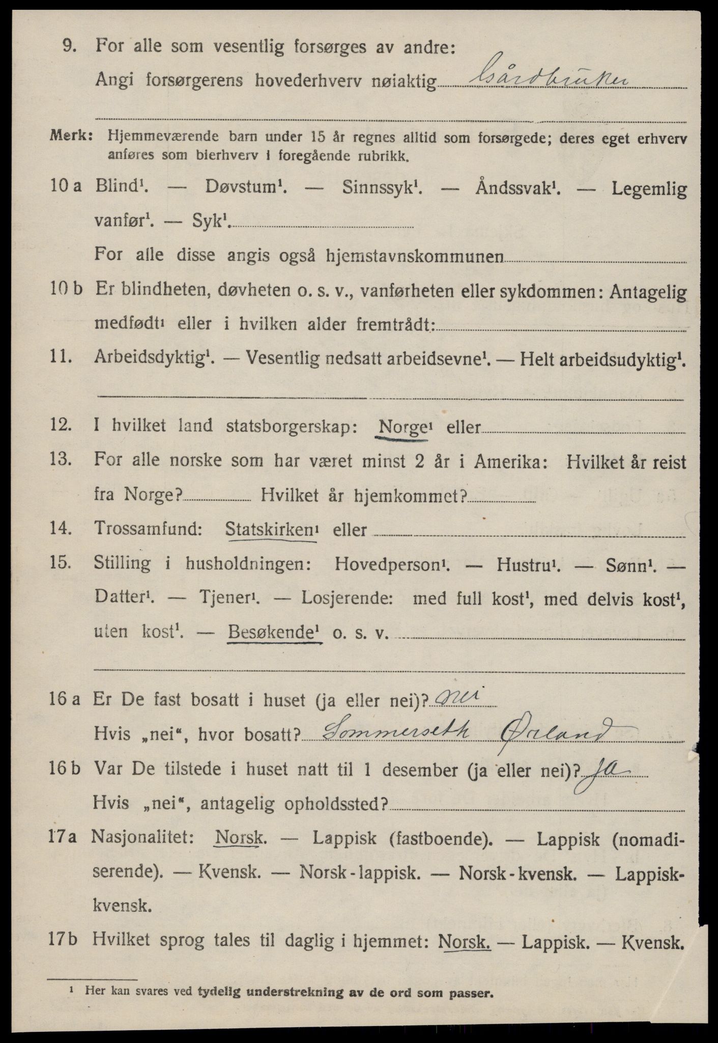 SAT, 1920 census for Ørland, 1920, p. 4932