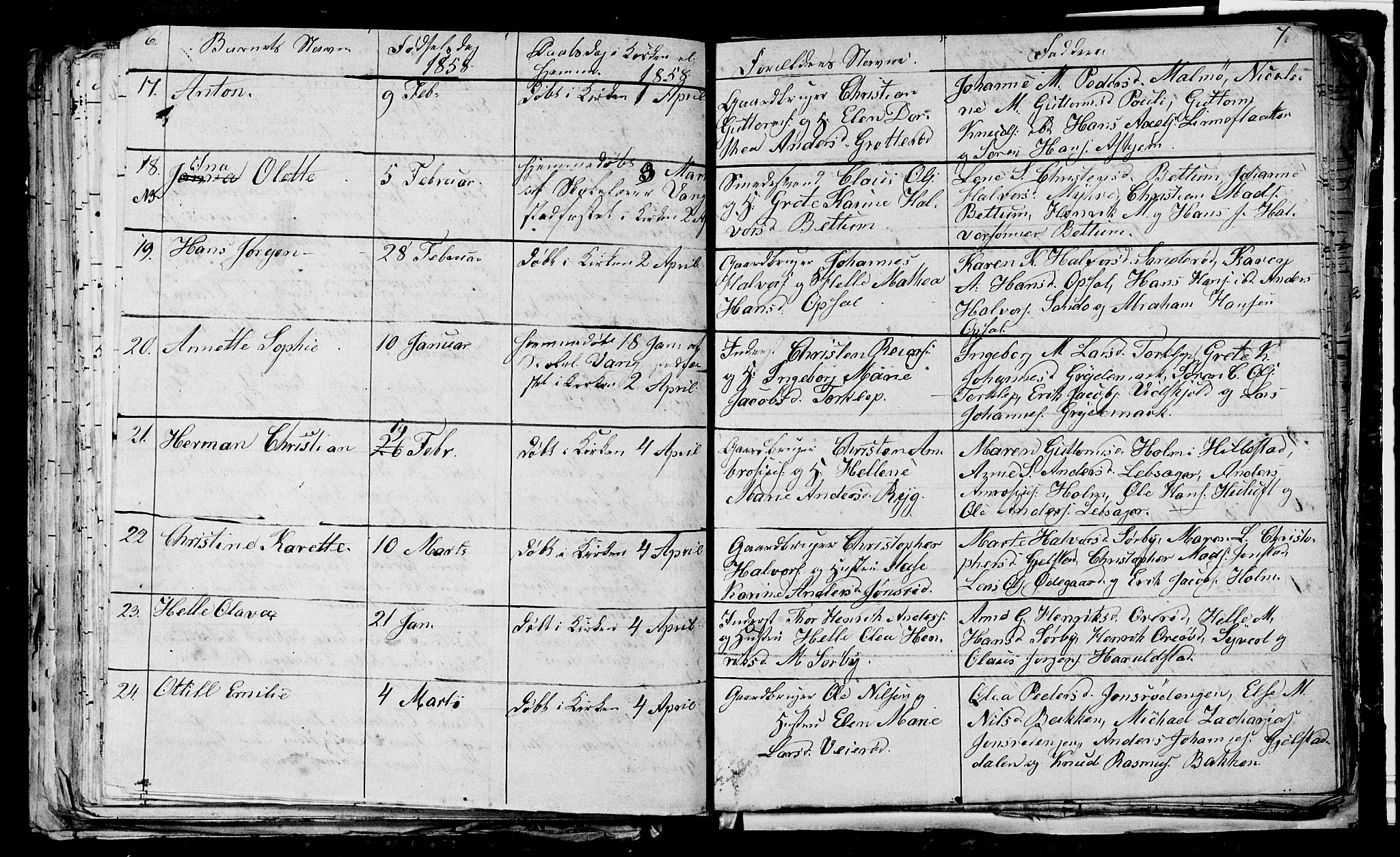 Våle kirkebøker, AV/SAKO-A-334/G/Ga/L0002: Parish register (copy) no. I 2, 1851-1863, p. 6-7