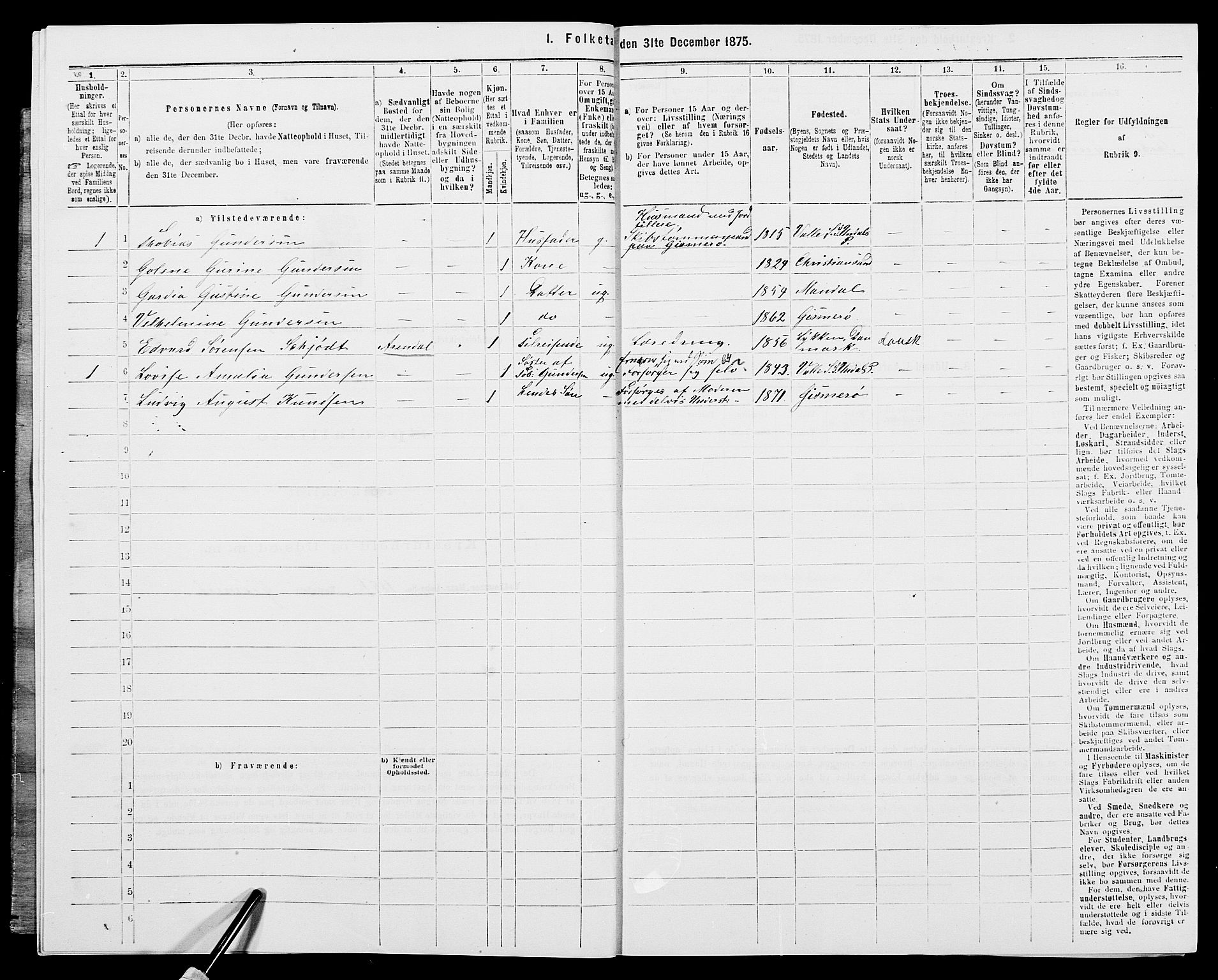 SAK, 1875 census for 1019L Mandal/Halse og Harkmark, 1875, p. 61