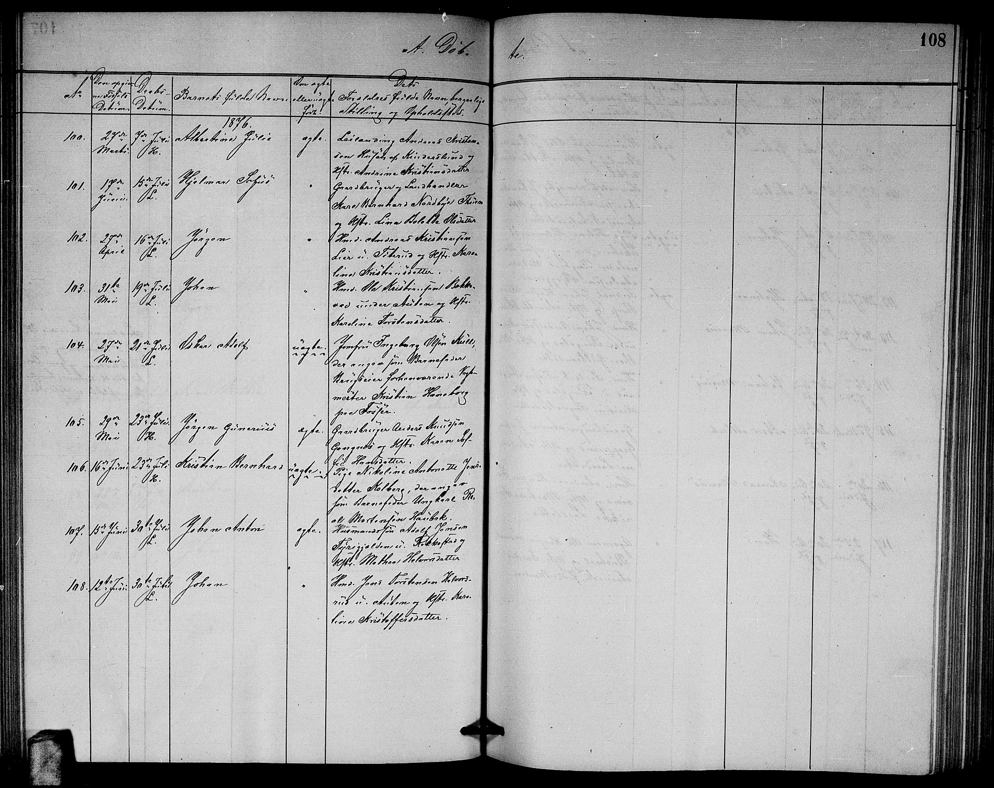 Høland prestekontor Kirkebøker, AV/SAO-A-10346a/G/Ga/L0006: Parish register (copy) no. I 6, 1869-1879, p. 108