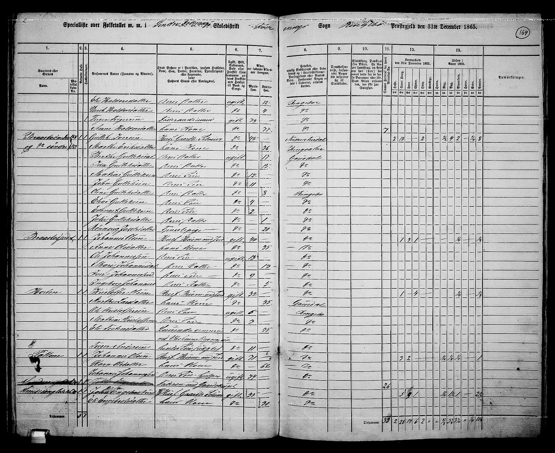 RA, 1865 census for Ringebu, 1865, p. 144