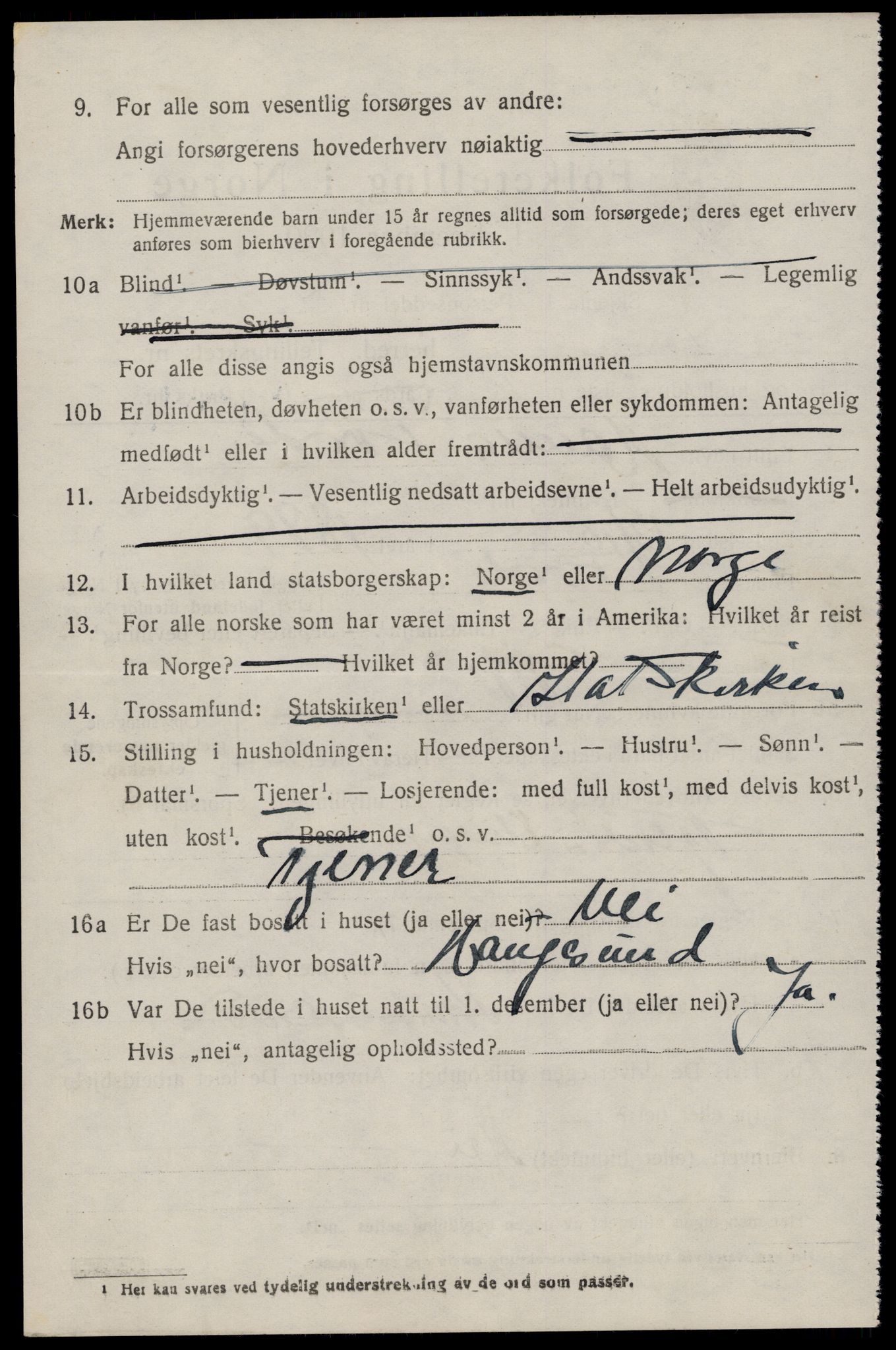 SAST, 1920 census for Torvastad, 1920, p. 5087