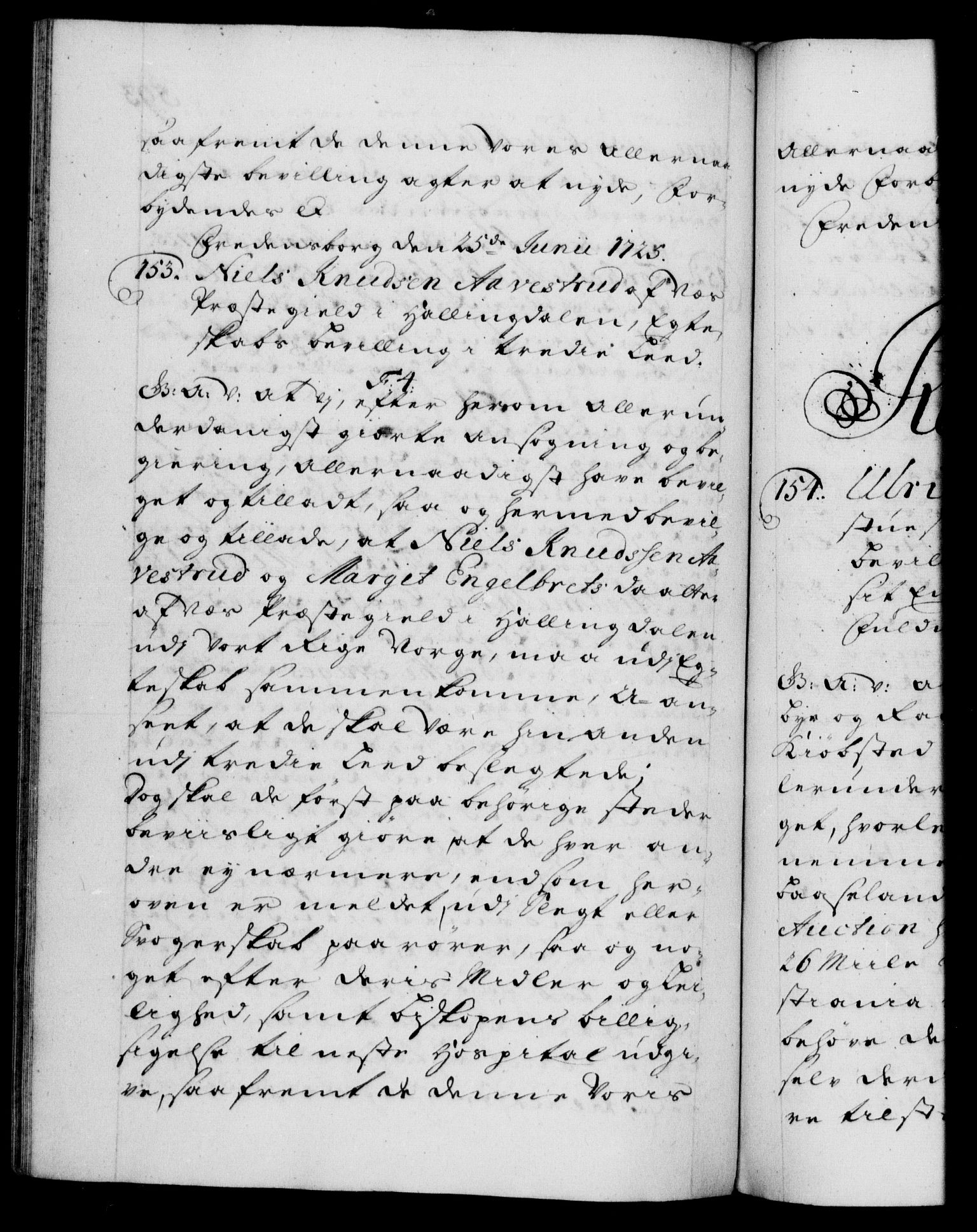 Danske Kanselli 1572-1799, AV/RA-EA-3023/F/Fc/Fca/Fcaa/L0024: Norske registre, 1723-1725, p. 593b