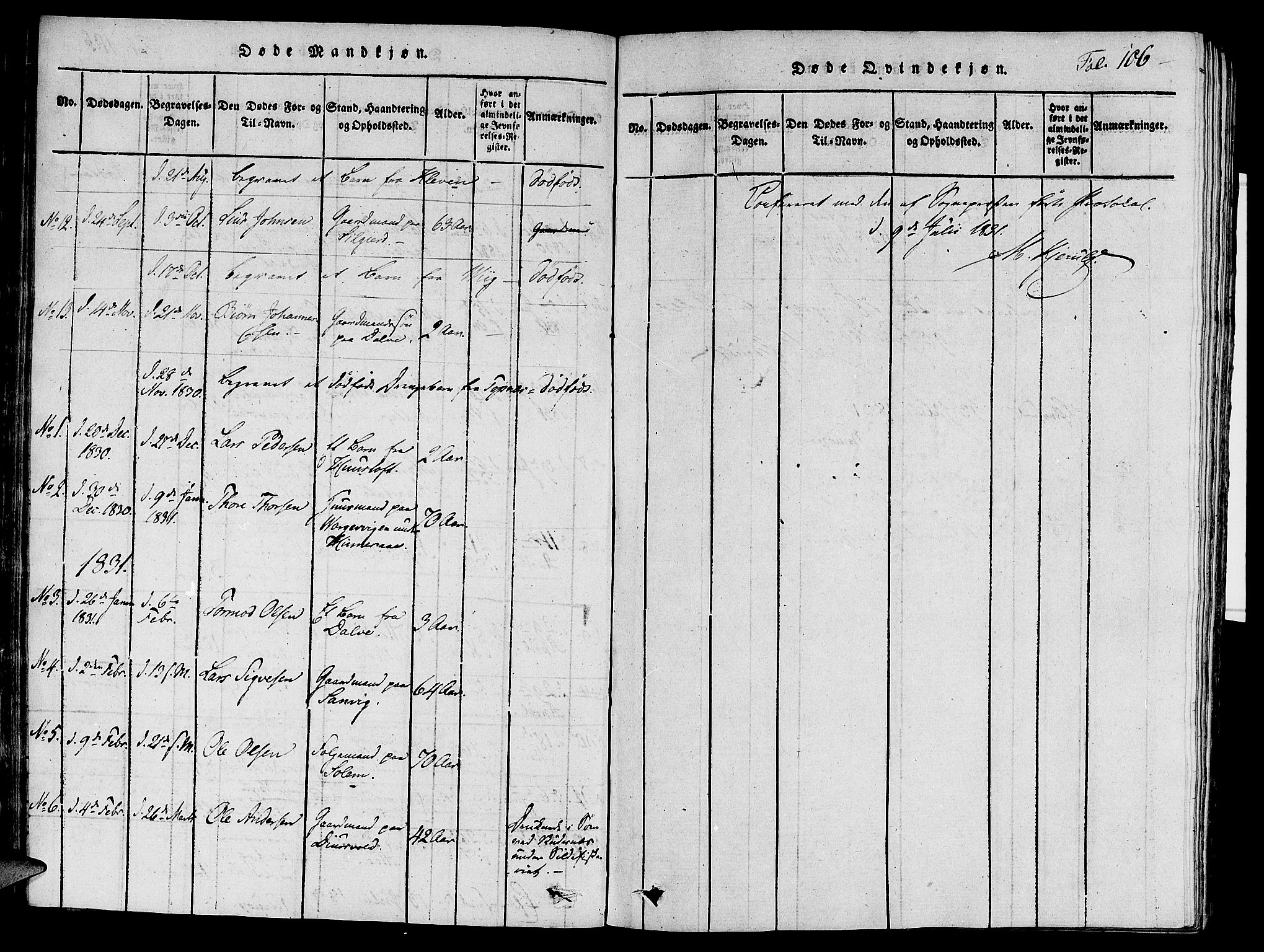 Nedstrand sokneprestkontor, AV/SAST-A-101841/01/V: Parish register (copy) no. B 1 /1, 1816-1847, p. 106