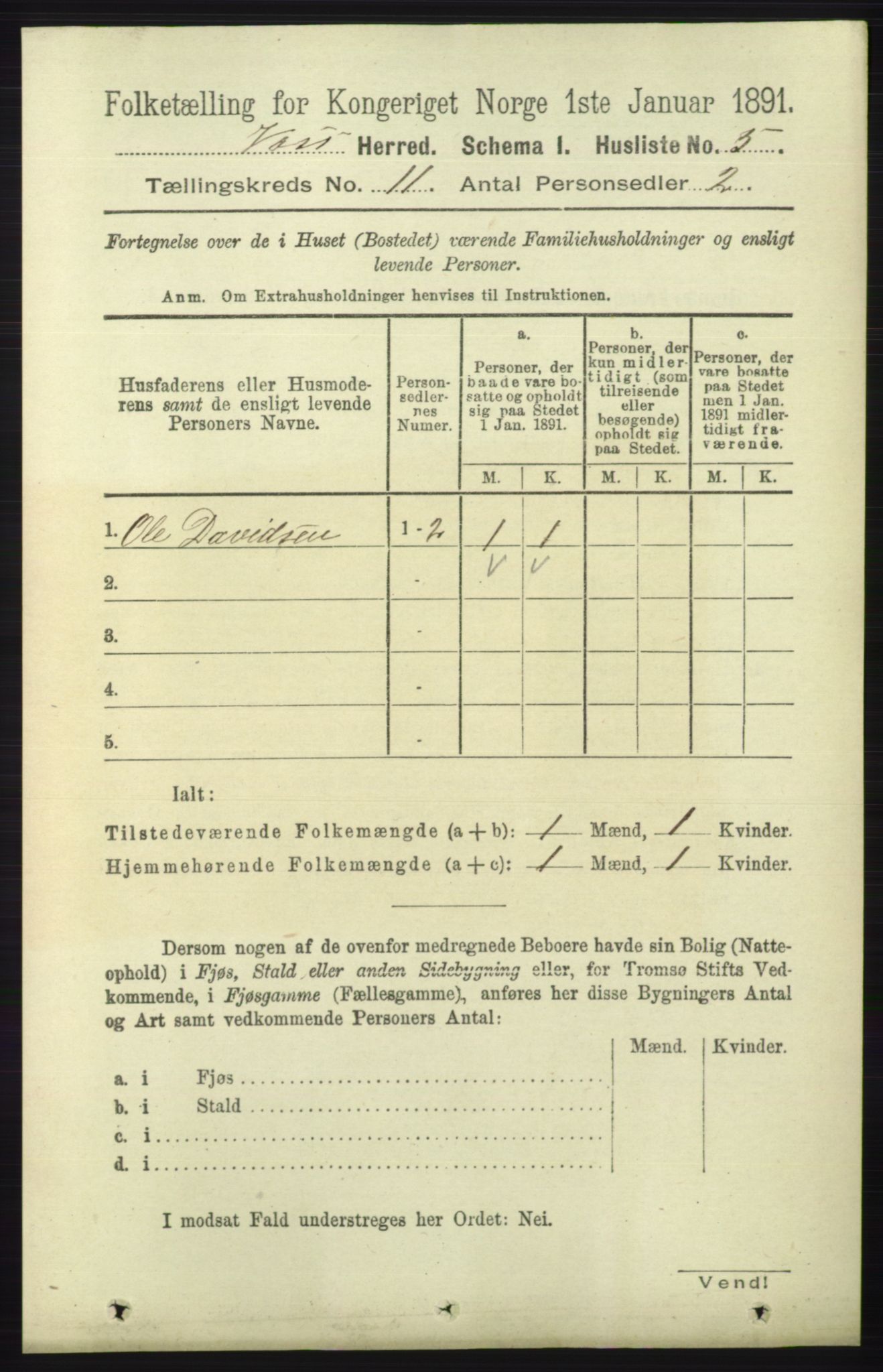 RA, 1891 census for 1235 Voss, 1891, p. 5729