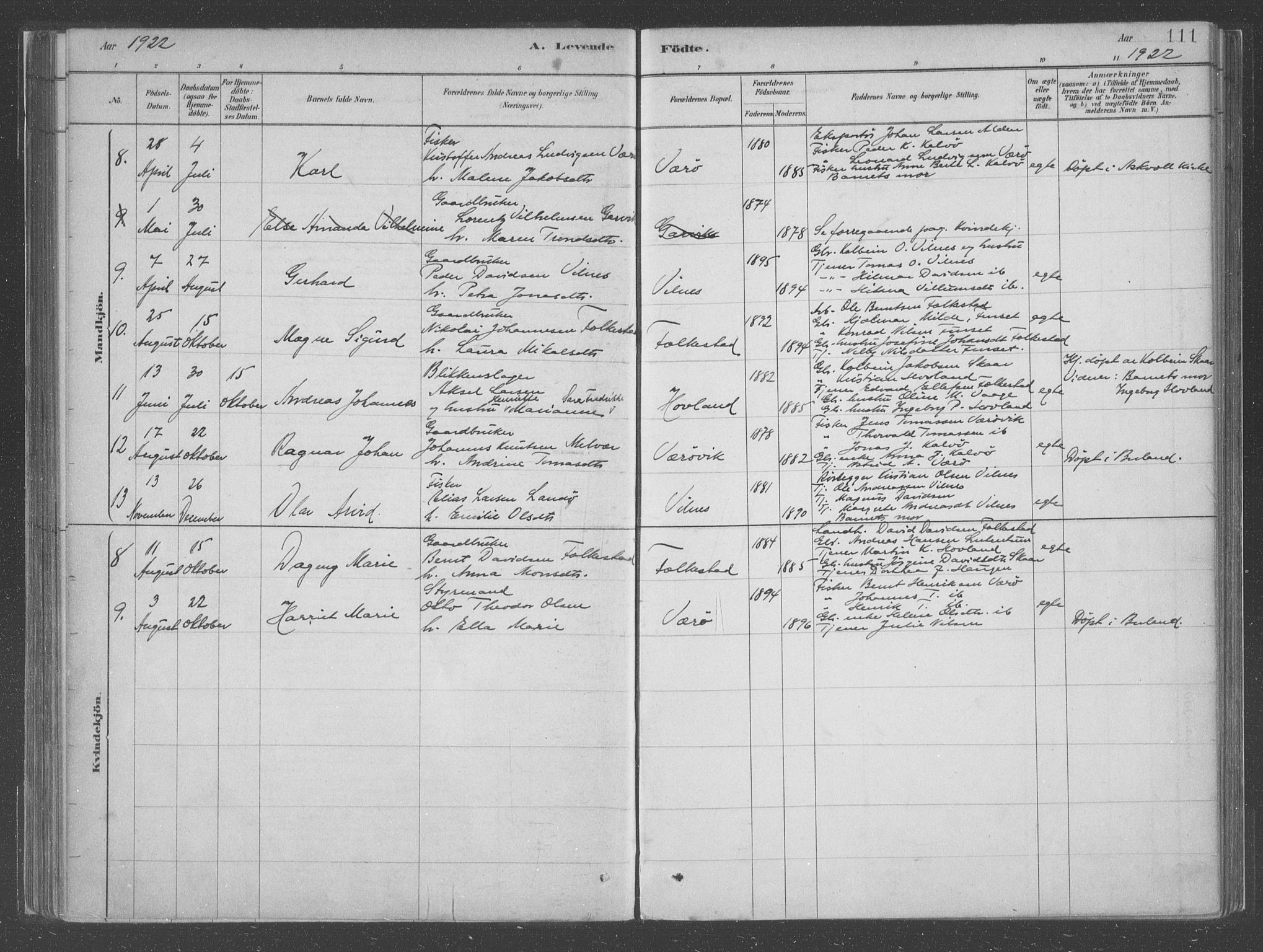 Askvoll sokneprestembete, SAB/A-79501/H/Haa/Haac/L0001: Parish register (official) no. C  1, 1879-1922, p. 111