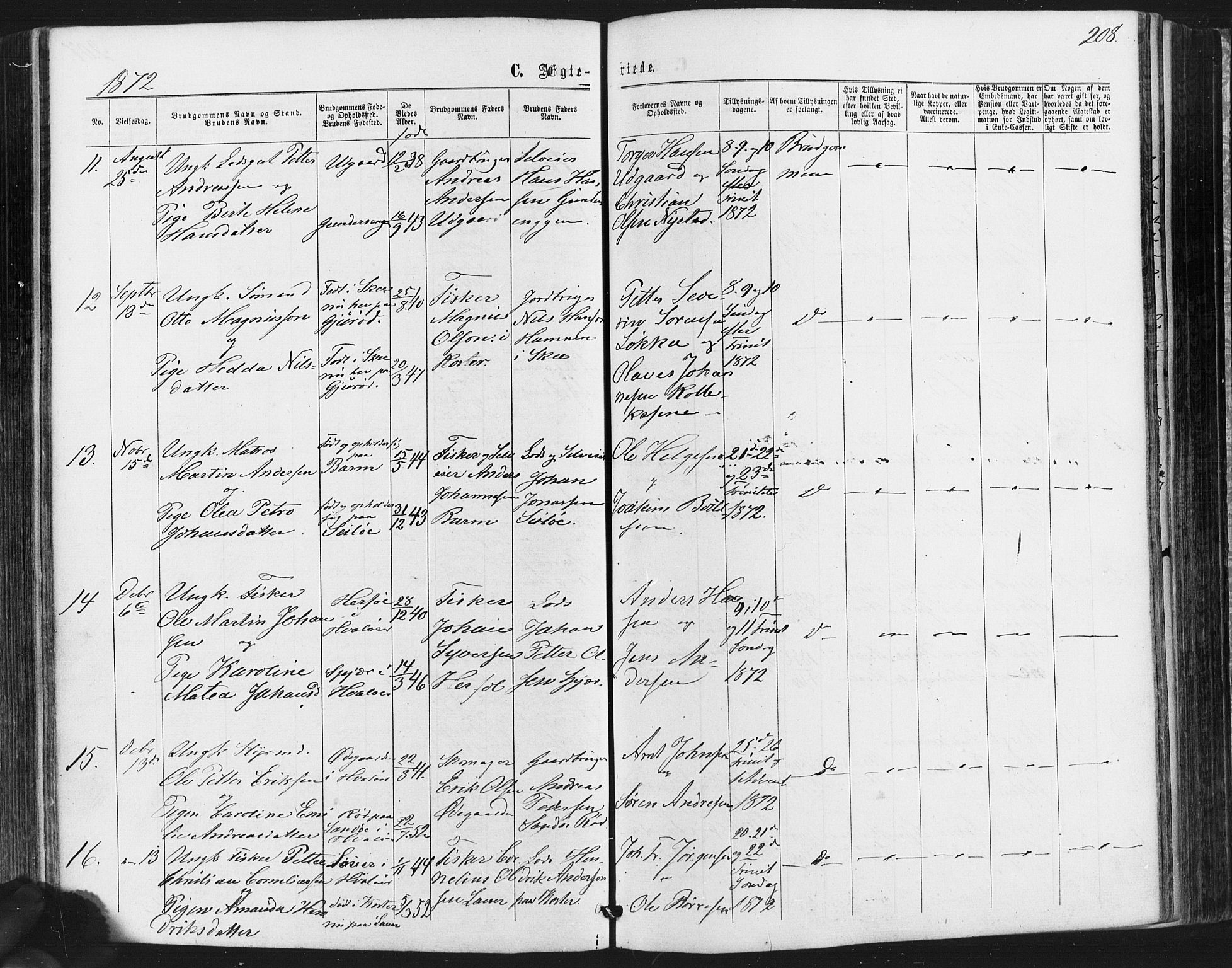 Hvaler prestekontor Kirkebøker, SAO/A-2001/F/Fa/L0007: Parish register (official) no. I 7, 1864-1878, p. 208