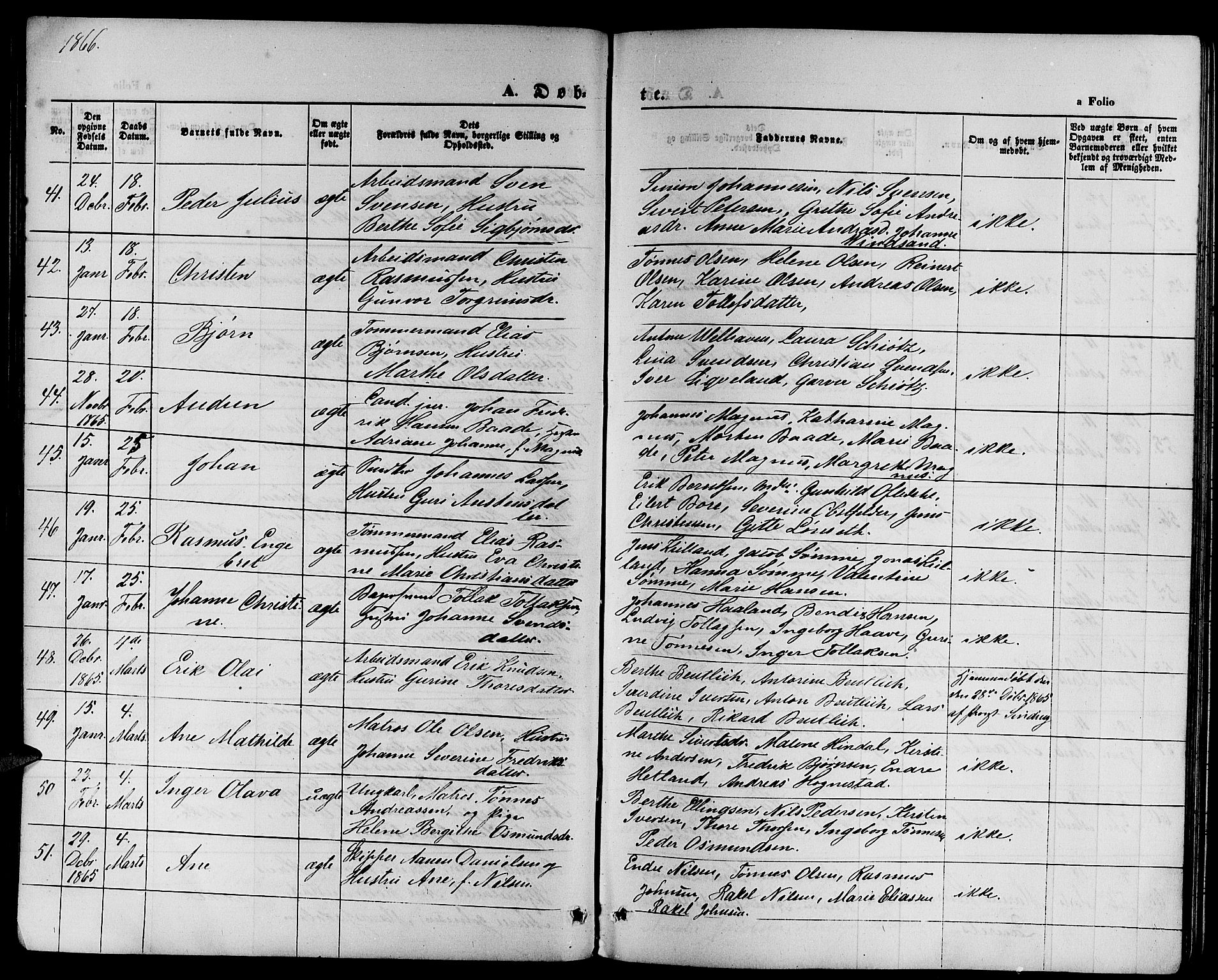 St. Petri sokneprestkontor, AV/SAST-A-101813/001/30/30BB/L0001: Parish register (copy) no. B 1, 1865-1878