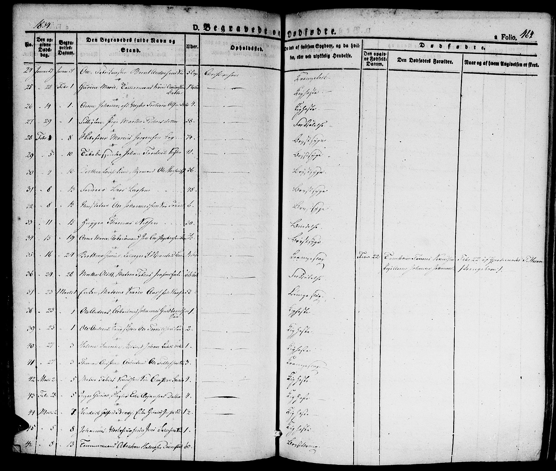 Kristiansand domprosti, SAK/1112-0006/F/Fa/L0011: Parish register (official) no. A 11, 1827-1841, p. 464