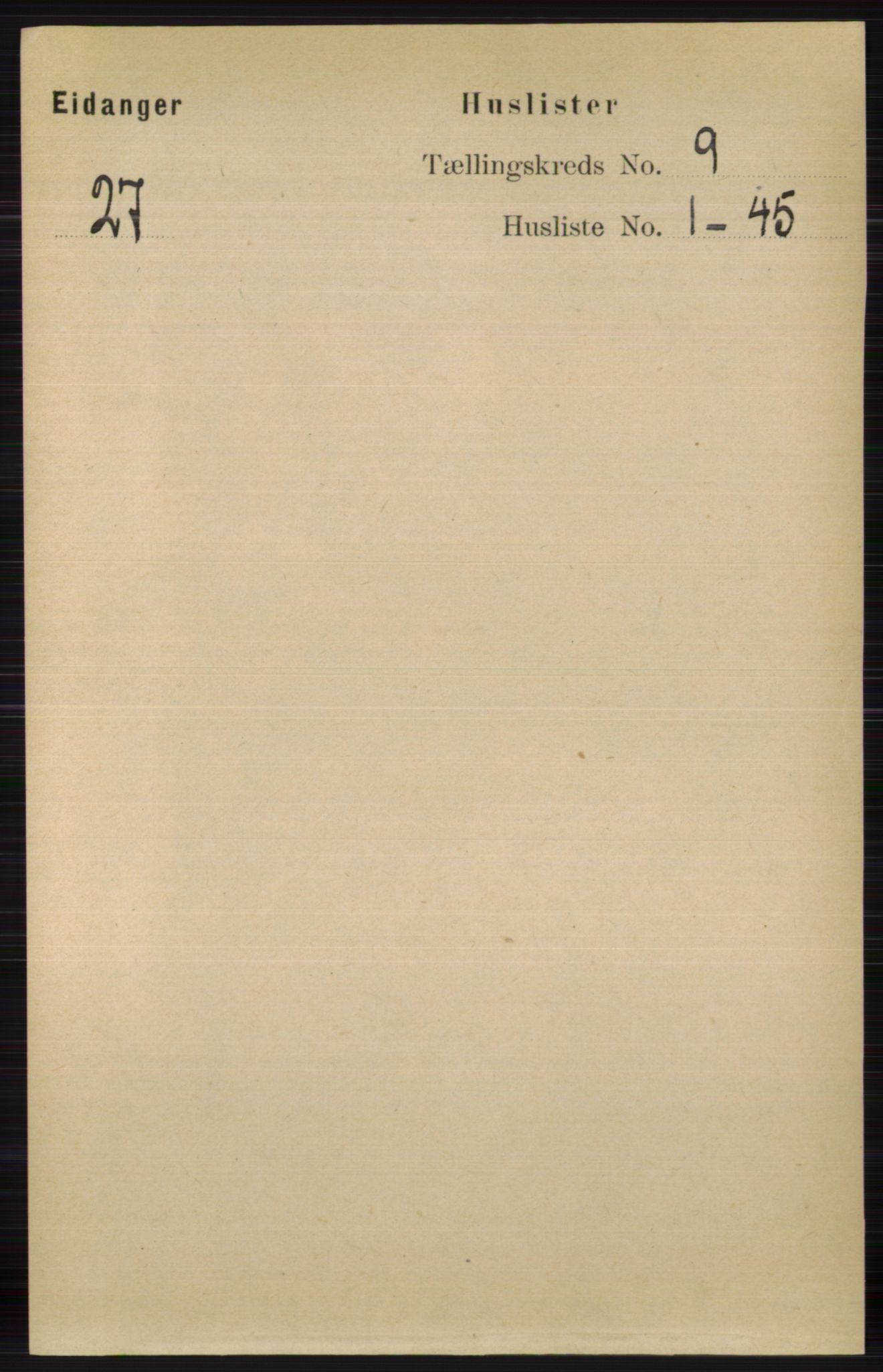 RA, 1891 census for 0813 Eidanger, 1891, p. 3562