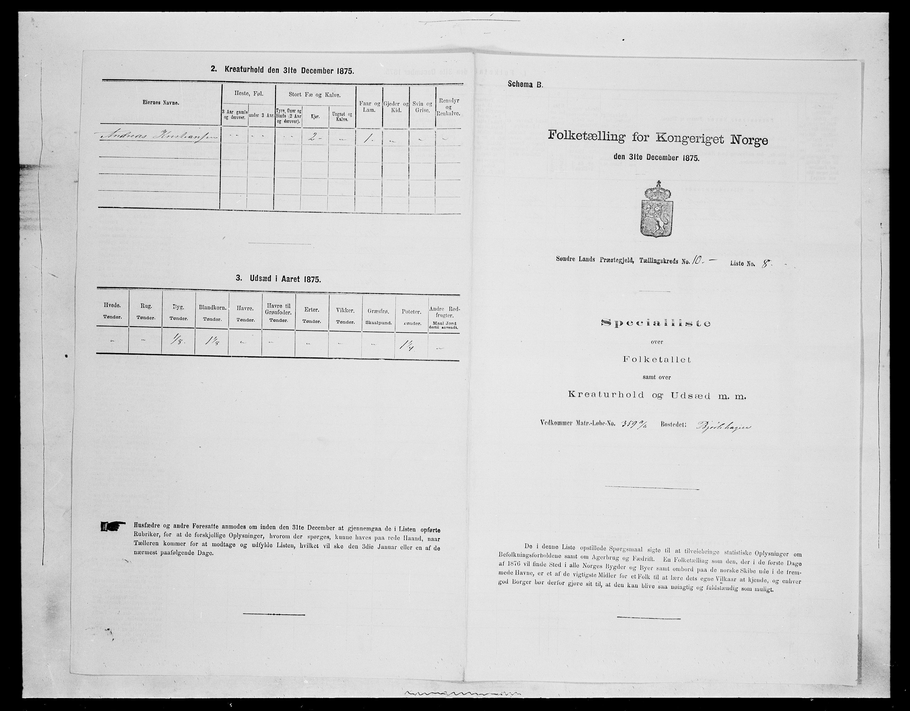 SAH, 1875 census for 0536P Søndre Land, 1875, p. 1473