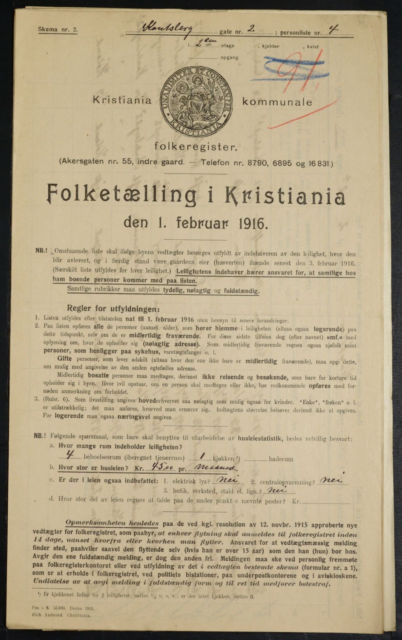 OBA, Municipal Census 1916 for Kristiania, 1916, p. 49100