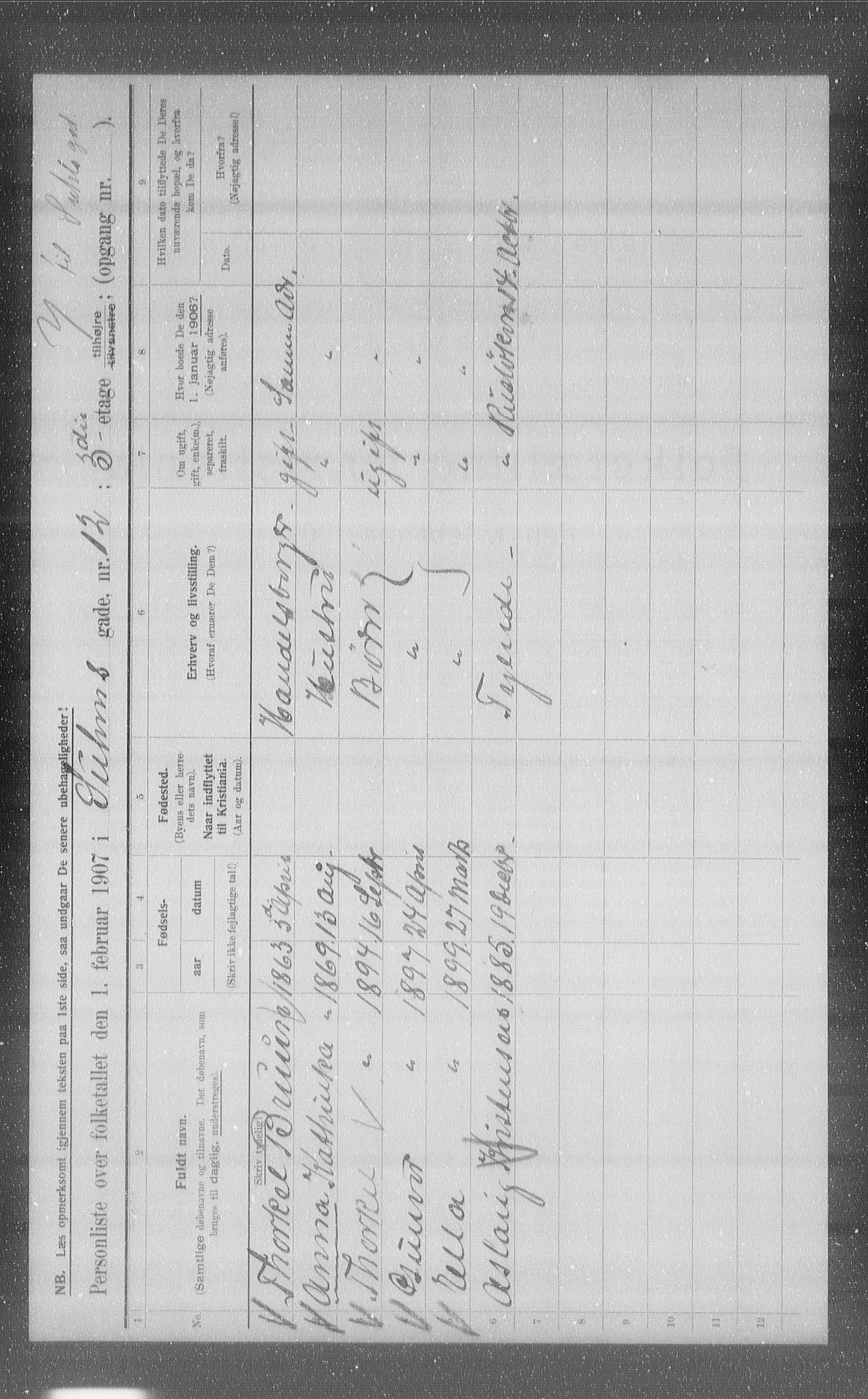 OBA, Municipal Census 1907 for Kristiania, 1907, p. 53293