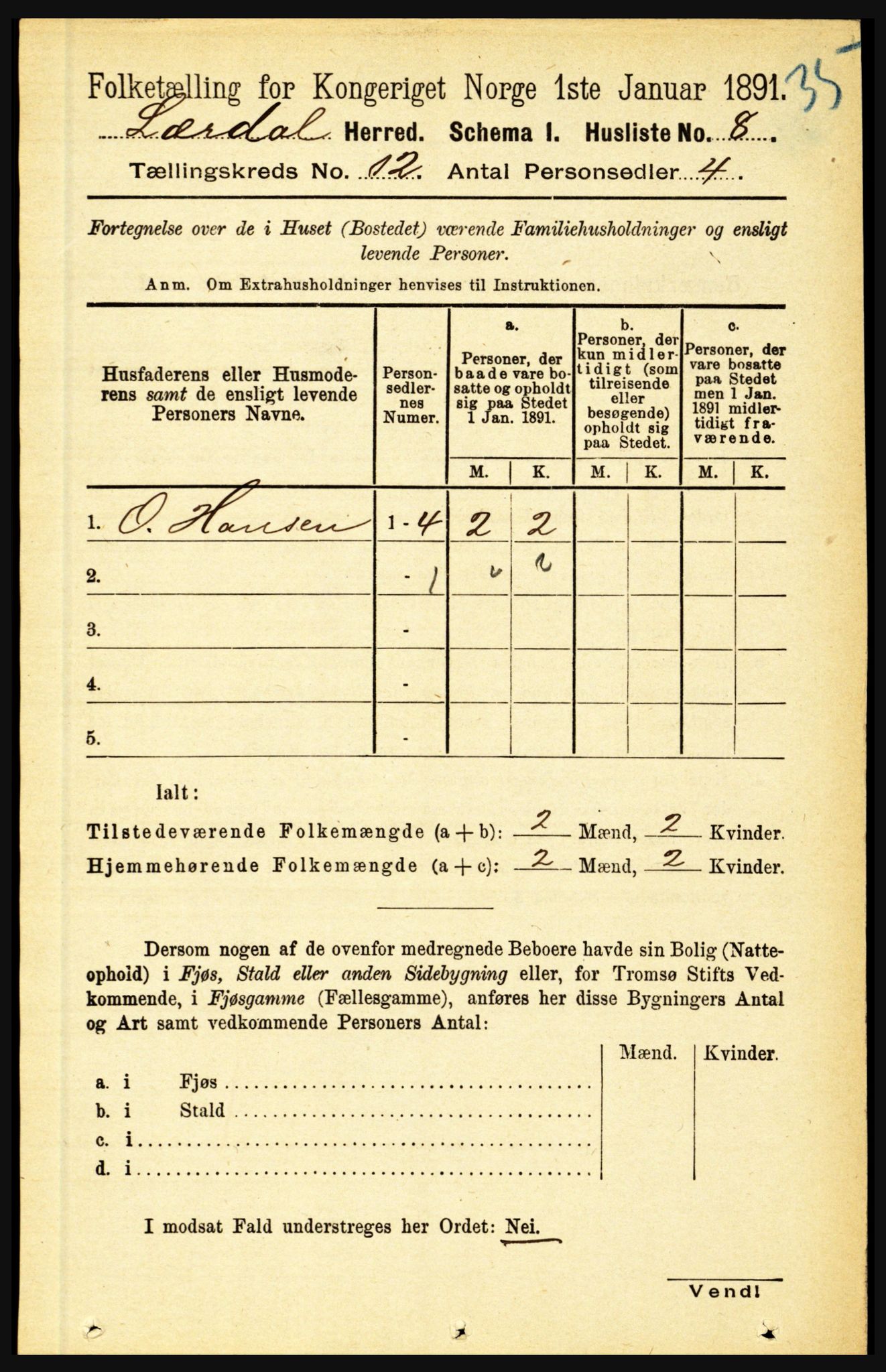 RA, 1891 census for 1422 Lærdal, 1891, p. 2526