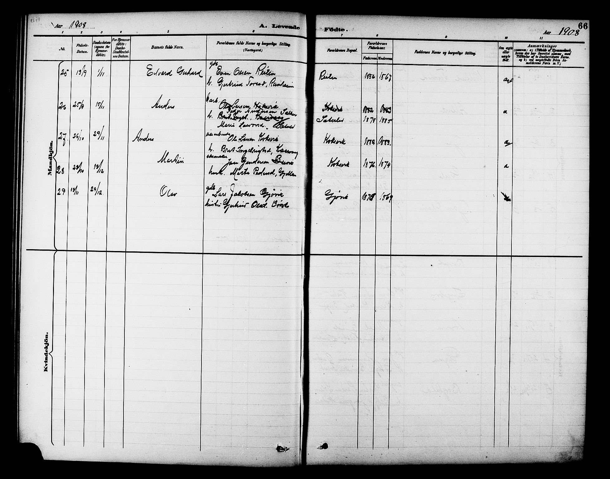 Ministerialprotokoller, klokkerbøker og fødselsregistre - Møre og Romsdal, AV/SAT-A-1454/586/L0992: Parish register (copy) no. 586C03, 1892-1909, p. 66