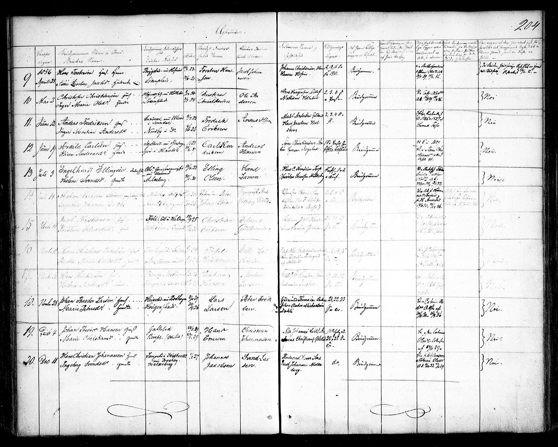 Spydeberg prestekontor Kirkebøker, SAO/A-10924/F/Fa/L0005: Parish register (official) no. I 5, 1842-1862, p. 204