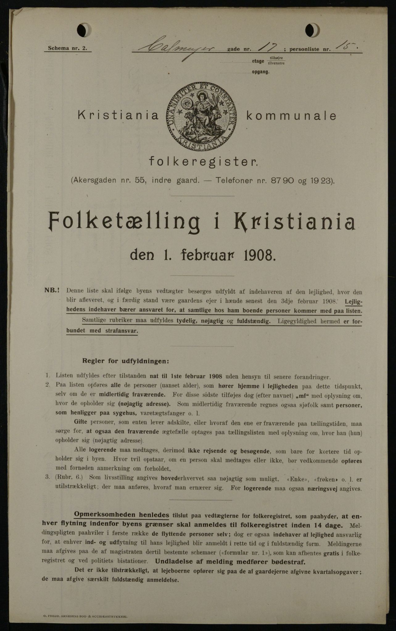 OBA, Municipal Census 1908 for Kristiania, 1908, p. 10854