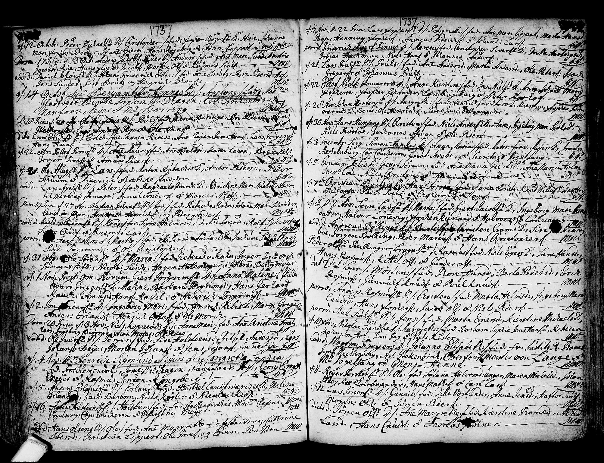 Kongsberg kirkebøker, AV/SAKO-A-22/F/Fa/L0002: Parish register (official) no. I 2, 1721-1743, p. 350-351