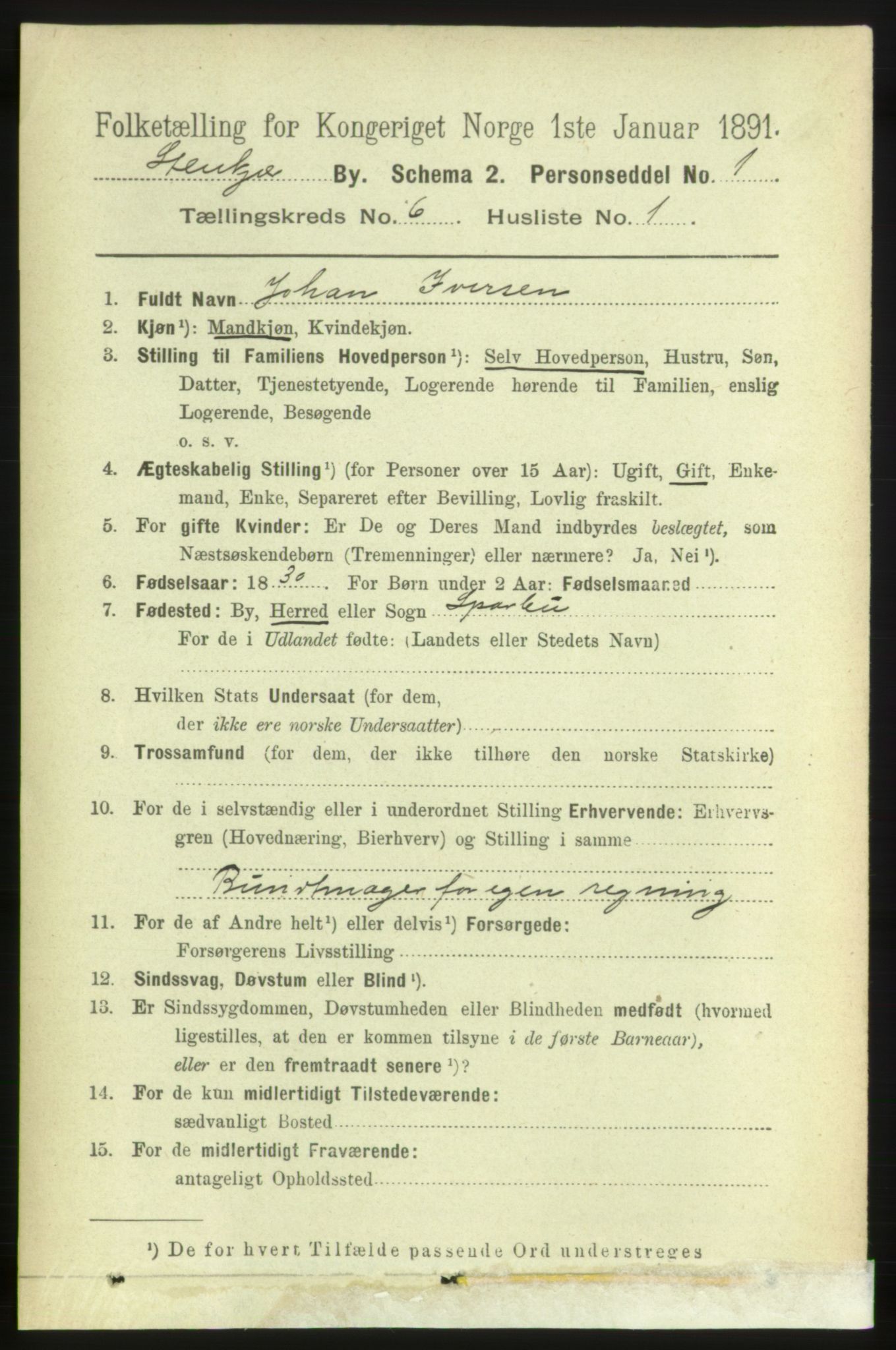 RA, 1891 census for 1702 Steinkjer, 1891, p. 2186