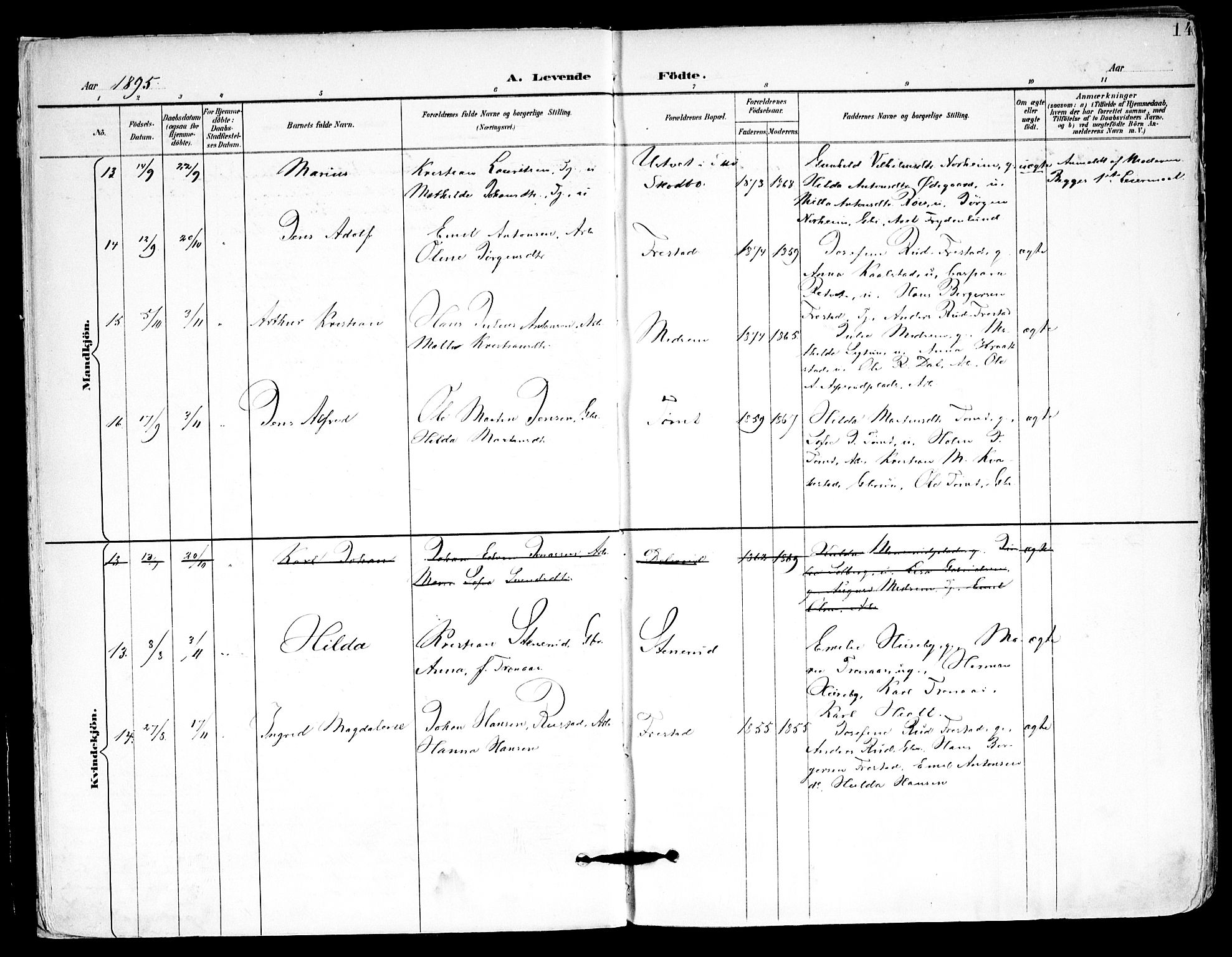 Kråkstad prestekontor Kirkebøker, AV/SAO-A-10125a/F/Fa/L0010: Parish register (official) no. I 10, 1893-1931, p. 14