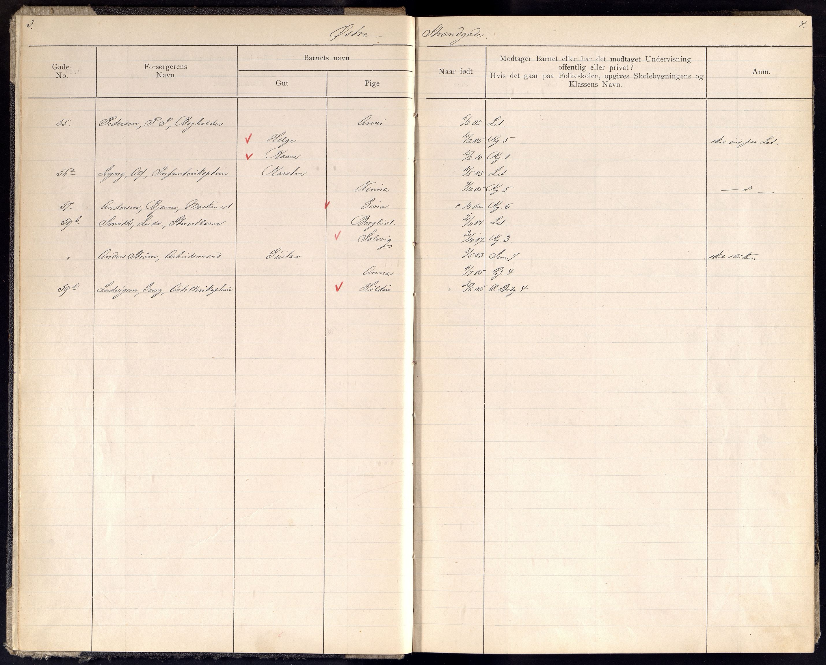 Kristiansand By - Skolekommisjonen/ -Styret, ARKSOR/1001KG510/J/Jb/L0023: Barnetelling, 1917