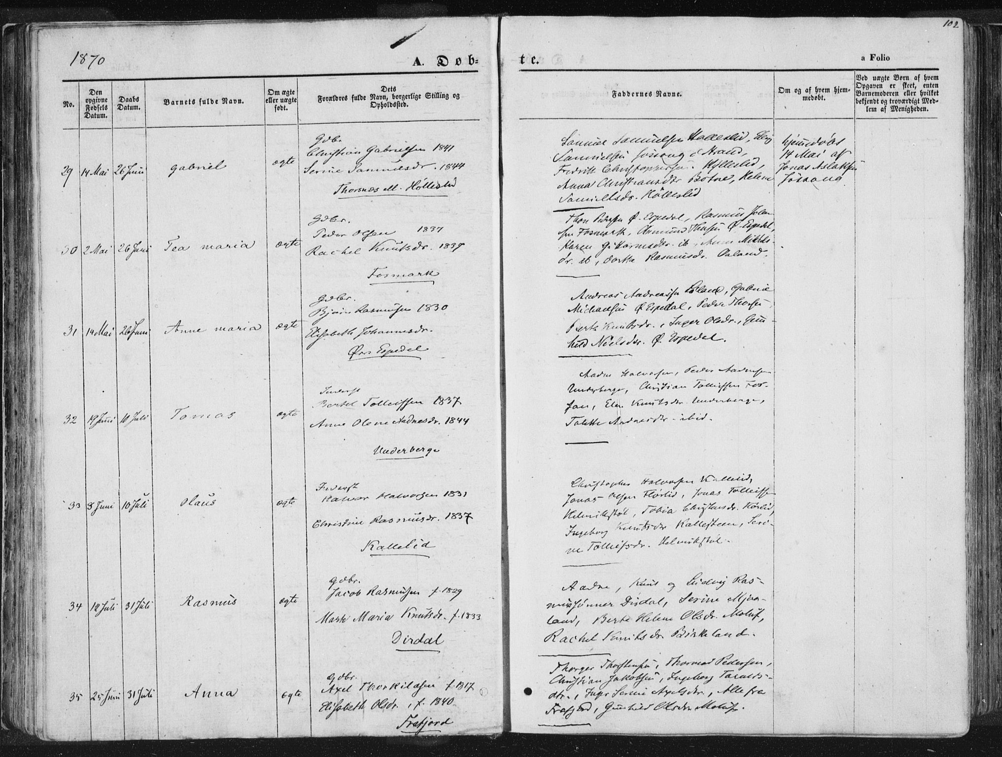 Høgsfjord sokneprestkontor, AV/SAST-A-101624/H/Ha/Haa/L0001: Parish register (official) no. A 1, 1854-1875, p. 102