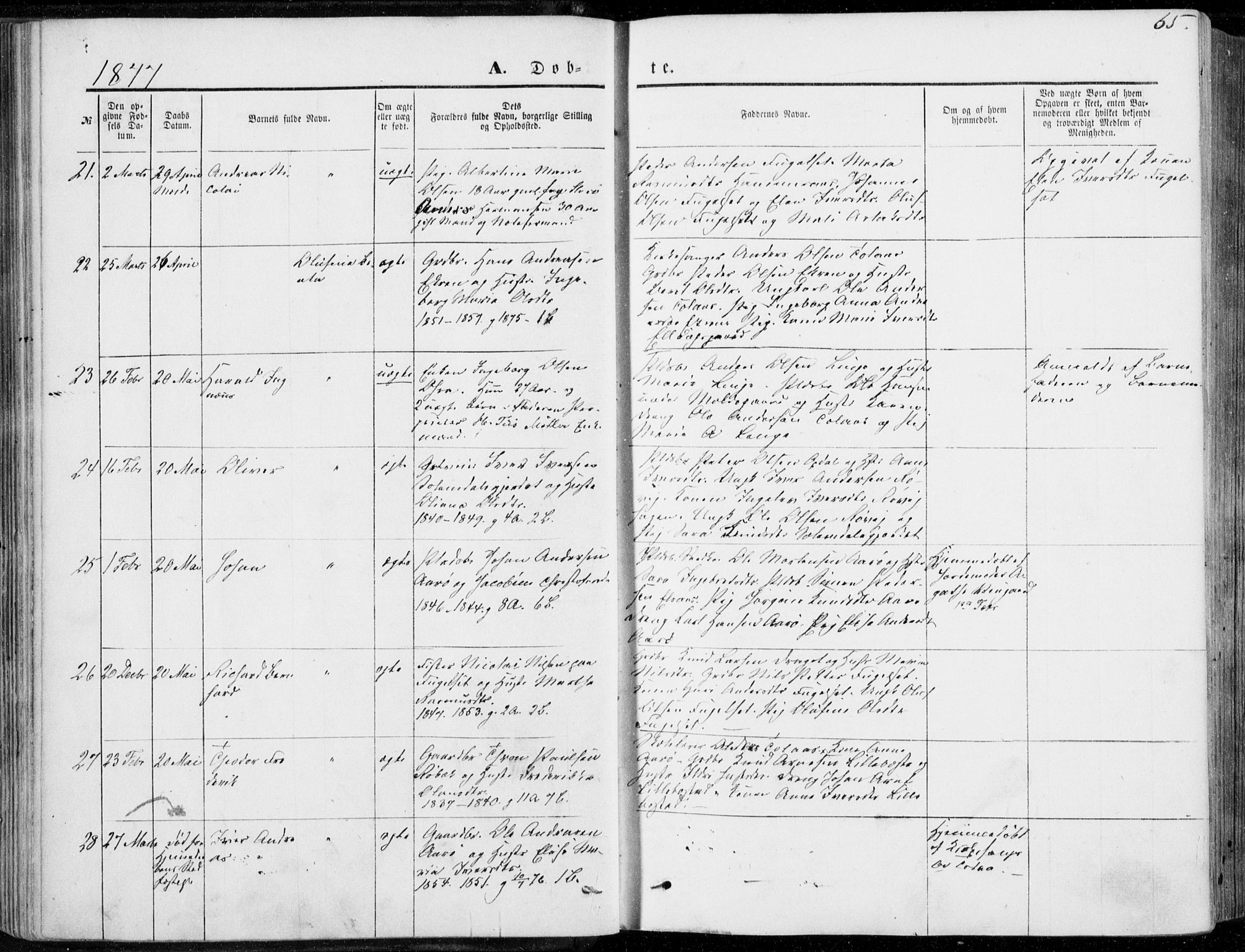 Ministerialprotokoller, klokkerbøker og fødselsregistre - Møre og Romsdal, AV/SAT-A-1454/555/L0655: Parish register (official) no. 555A05, 1869-1886, p. 65