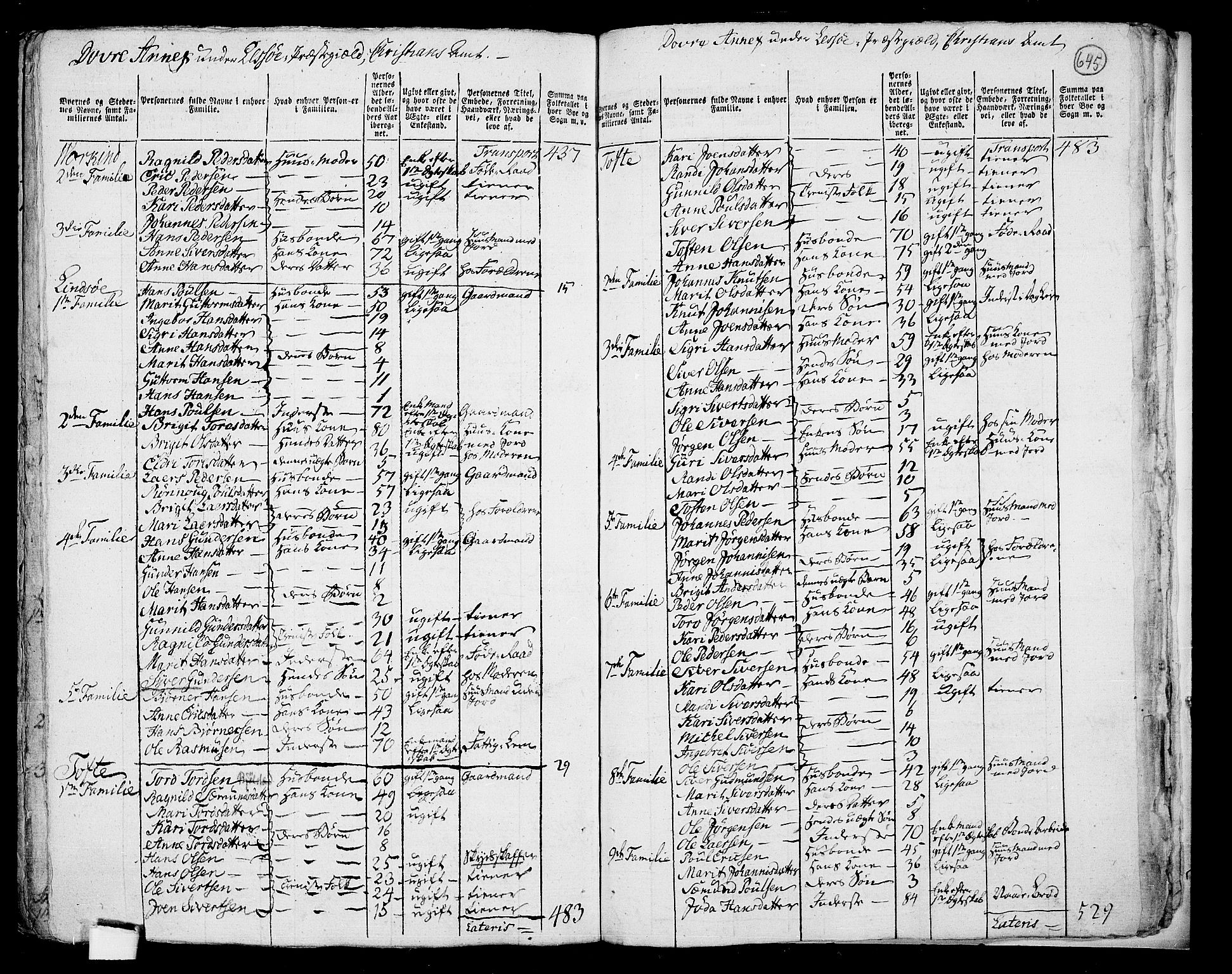 RA, 1801 census for 0512P Lesja, 1801, p. 644b-645a