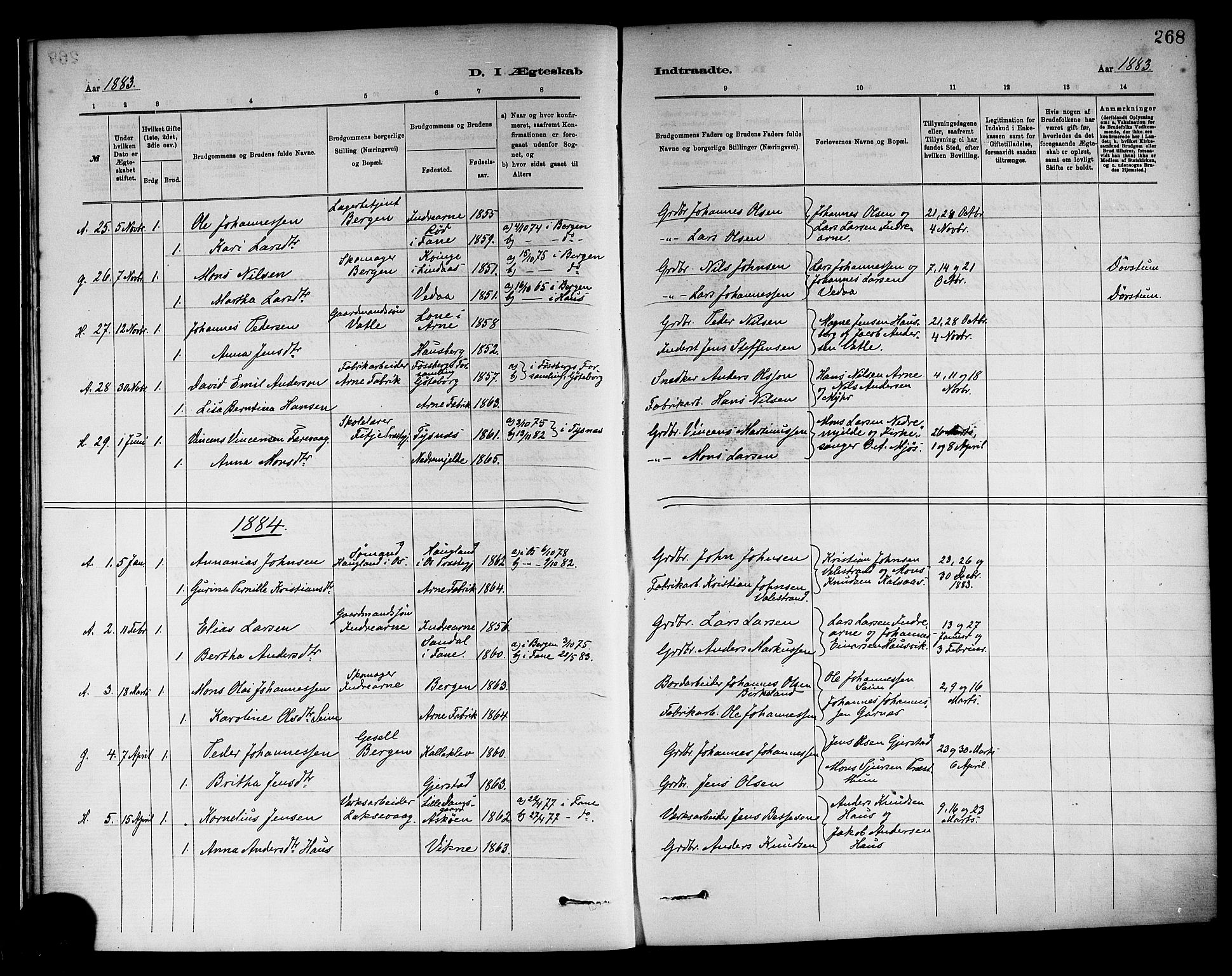 Haus sokneprestembete, SAB/A-75601/H/Haa: Parish register (official) no. A 19II, 1878-1886, p. 268