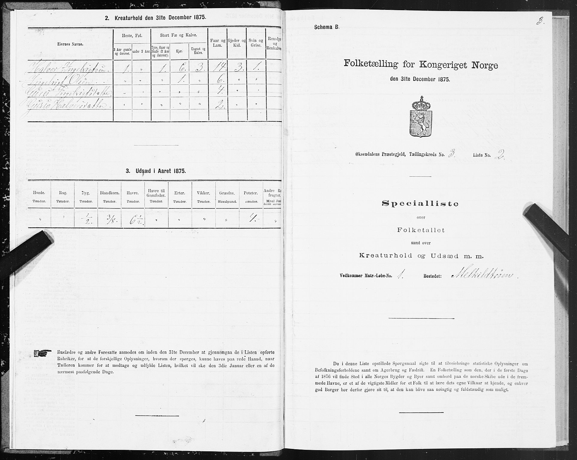 SAT, 1875 census for 1561P Øksendal, 1875, p. 2003