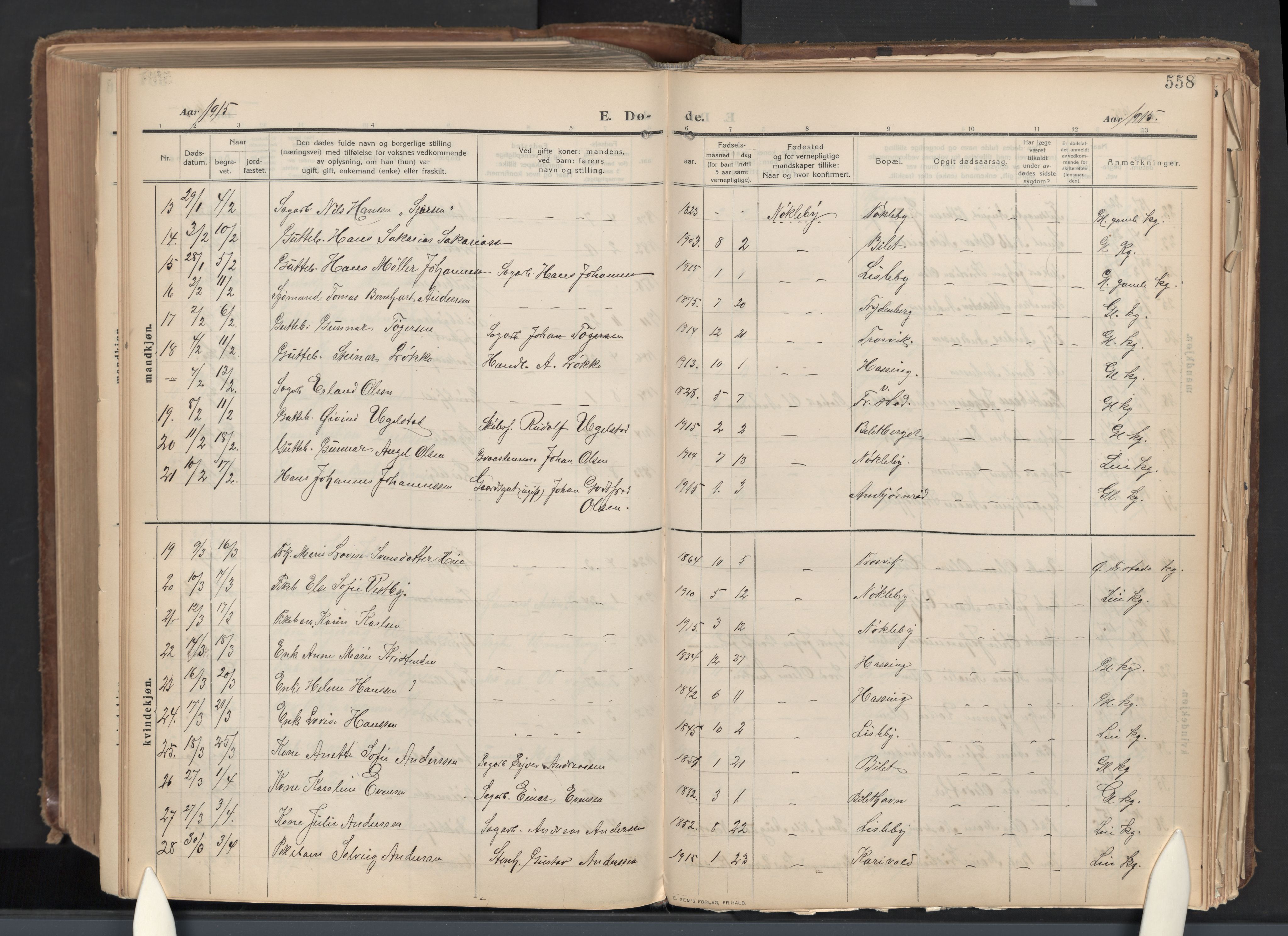 Glemmen prestekontor Kirkebøker, AV/SAO-A-10908/G/Ga/L0007: Parish register (copy) no. 7, 1909-1930, p. 558