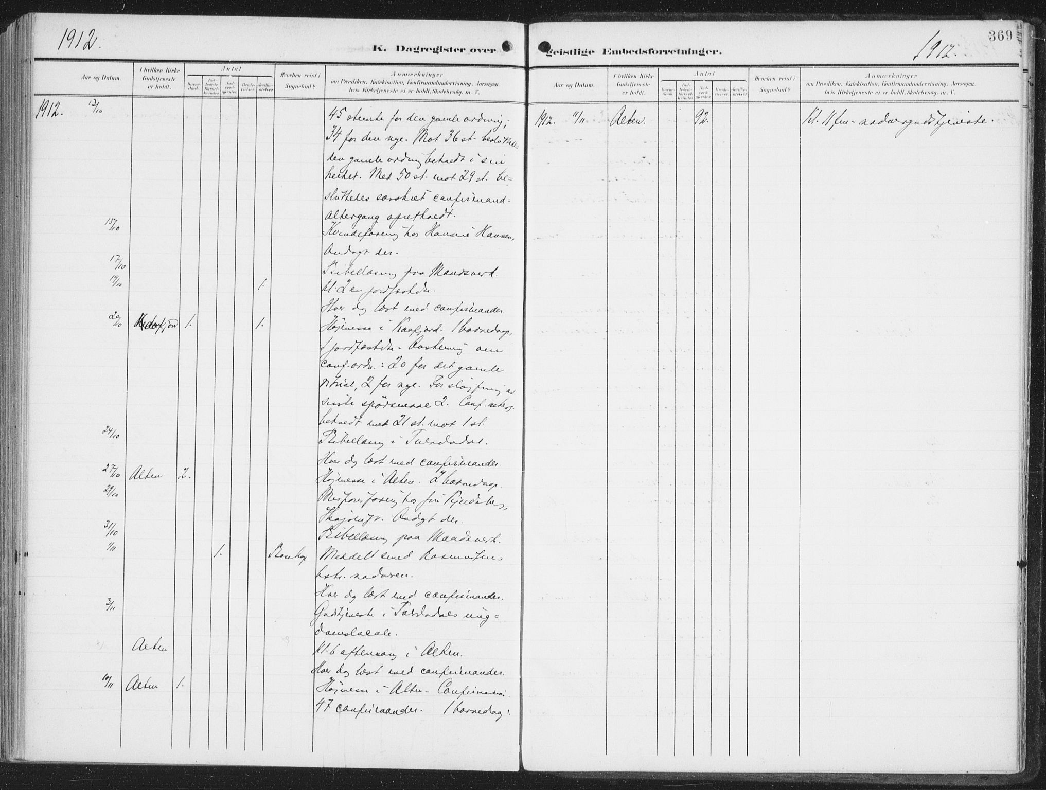 Alta sokneprestkontor, SATØ/S-1338/H/Ha/L0005.kirke: Parish register (official) no. 5, 1904-1918, p. 369