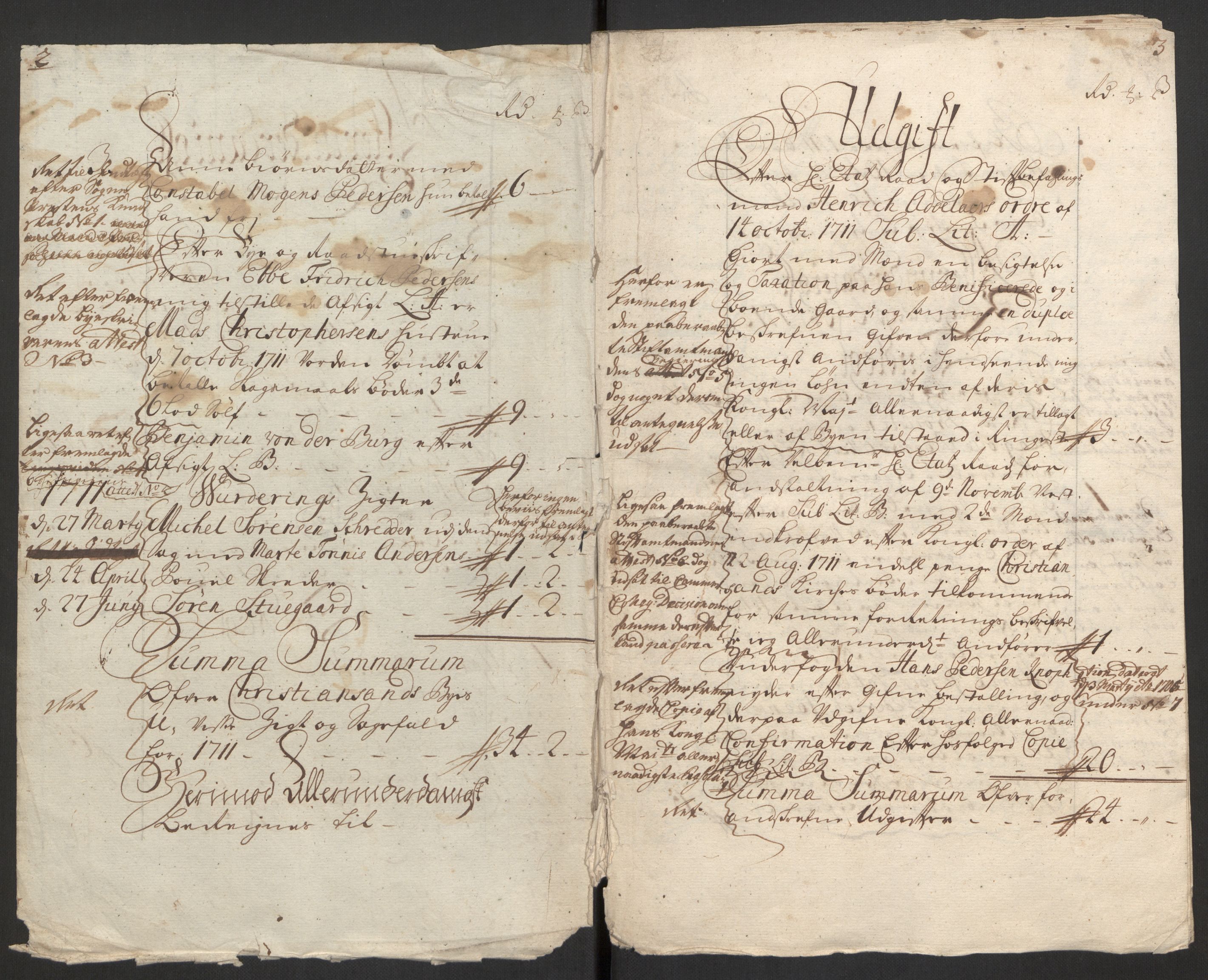 Rentekammeret inntil 1814, Reviderte regnskaper, Byregnskaper, AV/RA-EA-4066/R/Rm/L0285: [M18] Sikt og sakefall, 1681-1718, p. 413