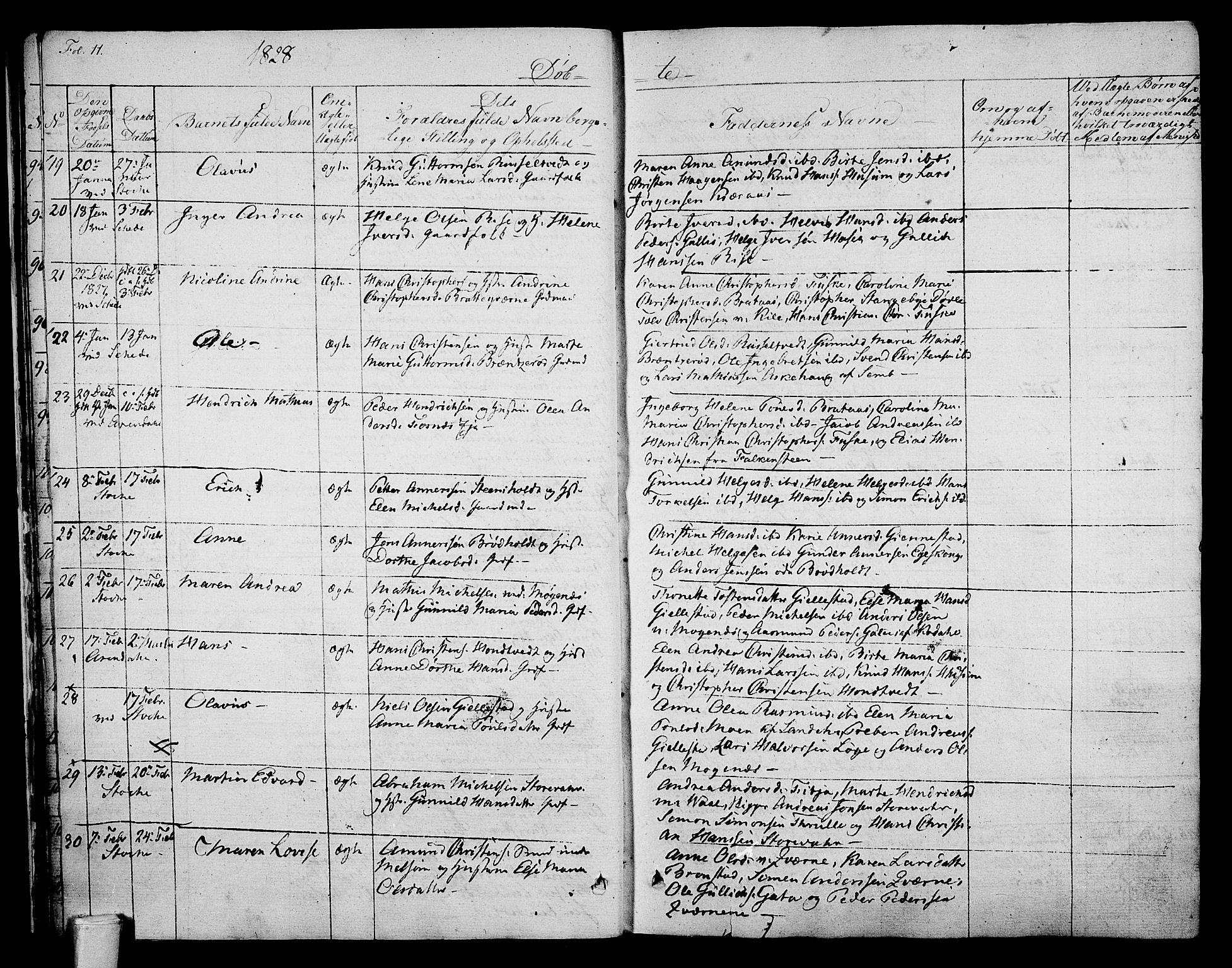 Stokke kirkebøker, AV/SAKO-A-320/F/Fa/L0006: Parish register (official) no. I 6, 1826-1843, p. 11