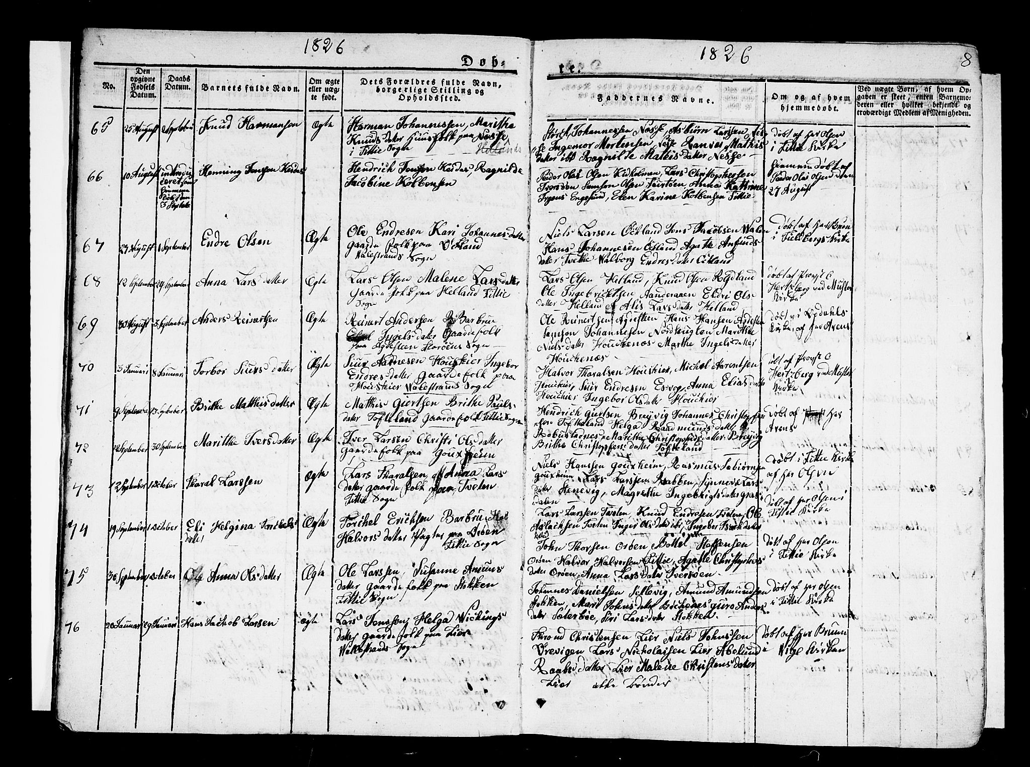 Stord sokneprestembete, SAB/A-78201/H/Haa: Parish register (official) no. A 6, 1826-1840, p. 8
