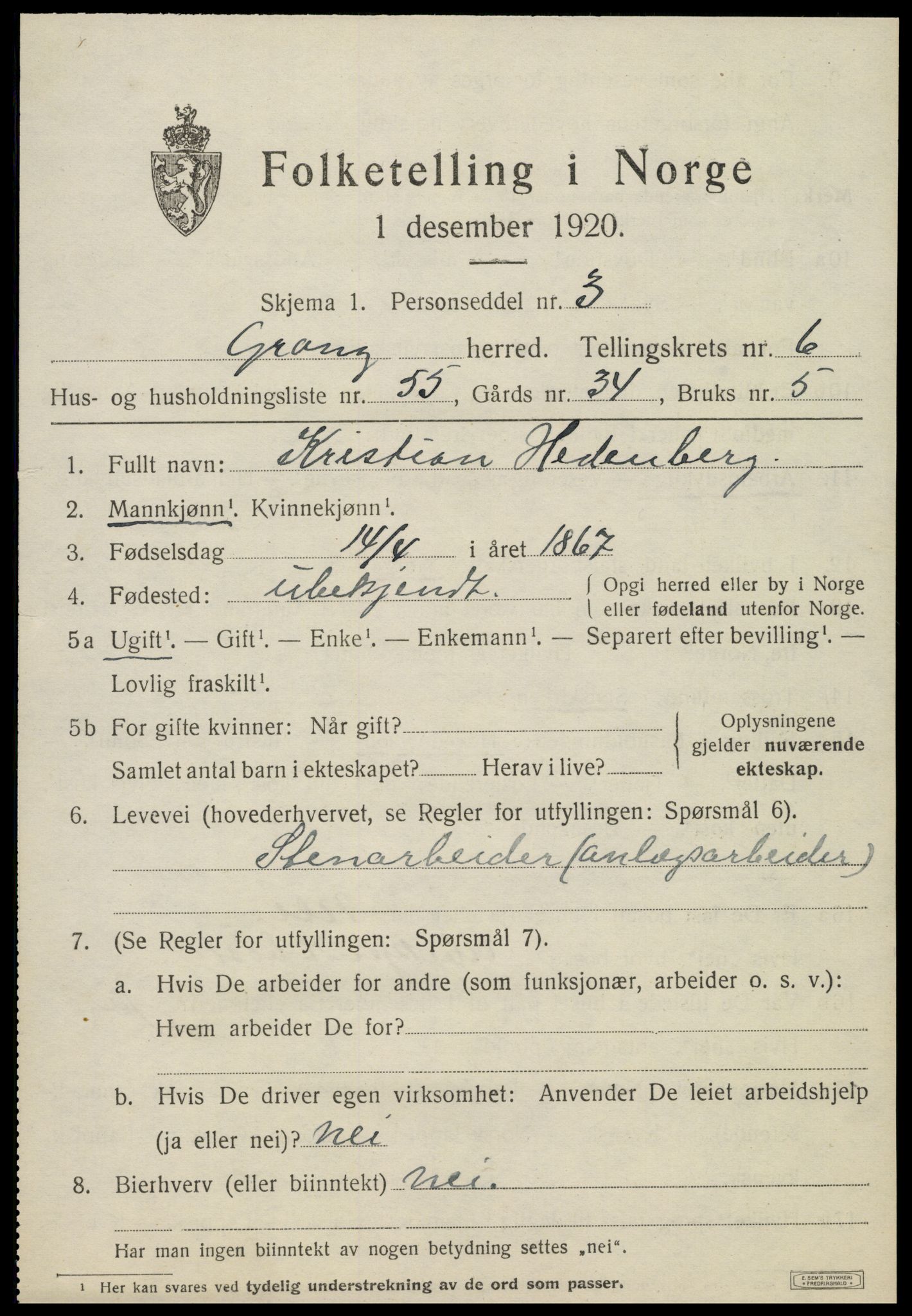 SAT, 1920 census for Grong, 1920, p. 4115