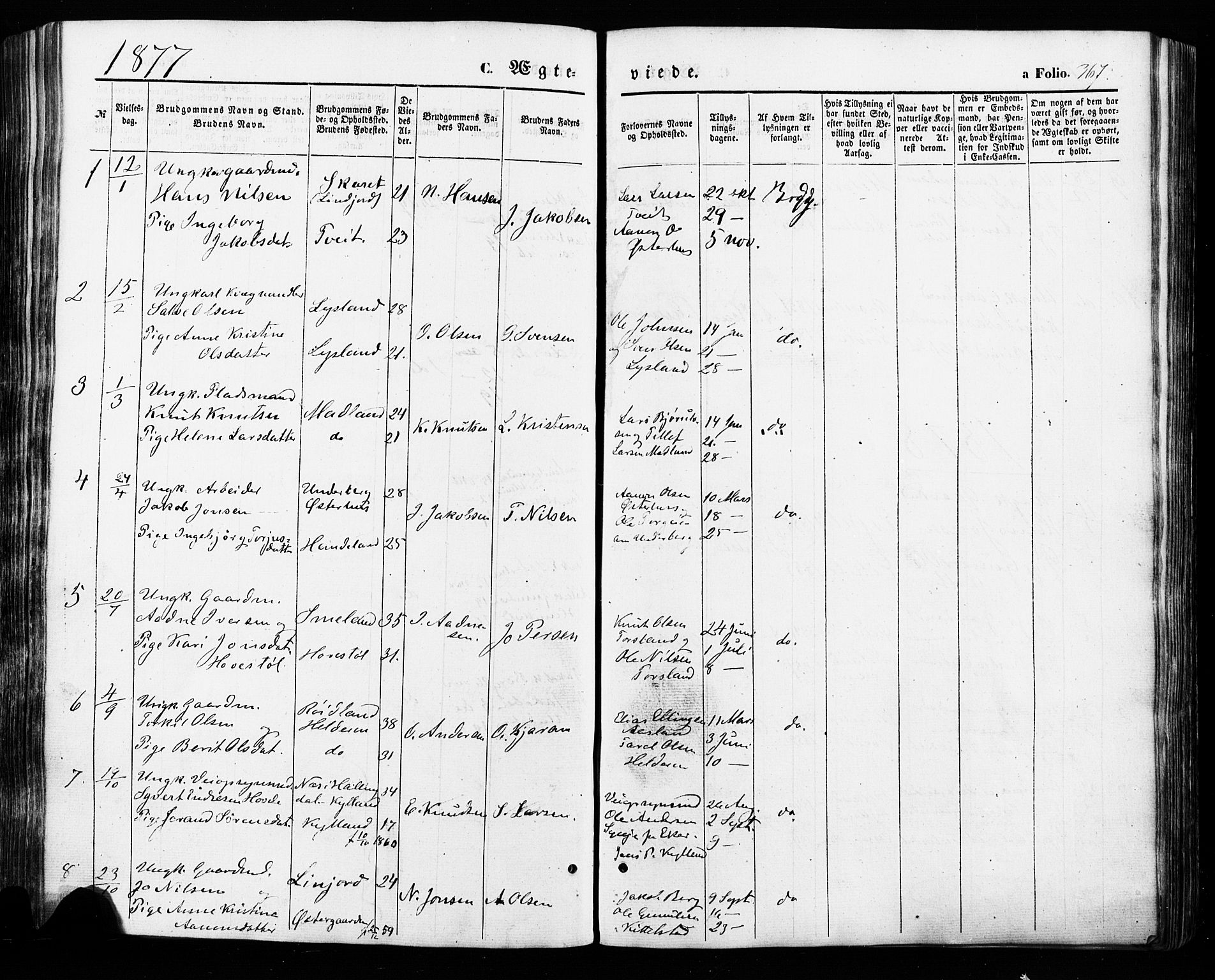 Åseral sokneprestkontor, SAK/1111-0051/F/Fa/L0002: Parish register (official) no. A 2, 1854-1884, p. 367