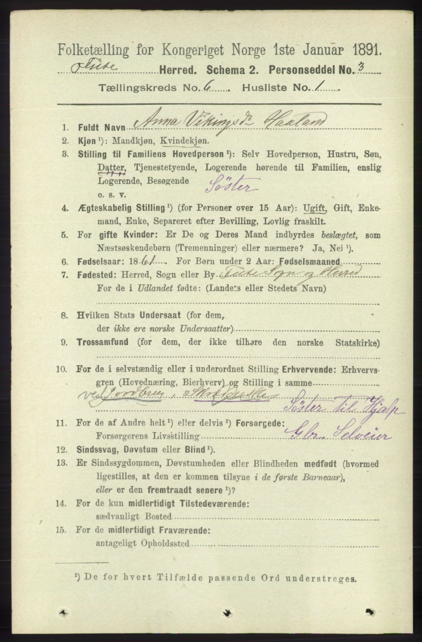 RA, 1891 census for 1241 Fusa, 1891, p. 1082