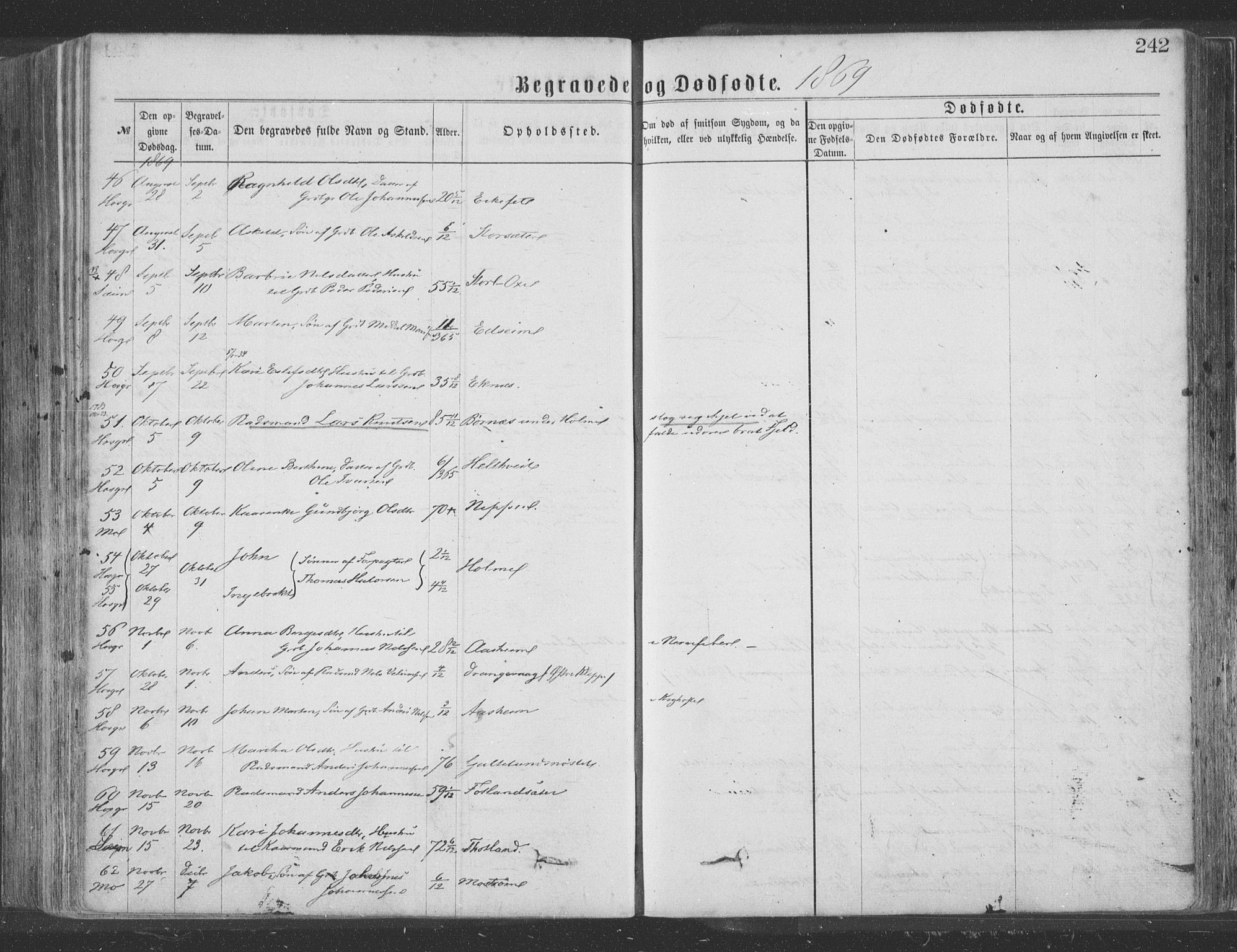 Hosanger sokneprestembete, AV/SAB-A-75801/H/Haa: Parish register (official) no. A 9, 1864-1876, p. 242