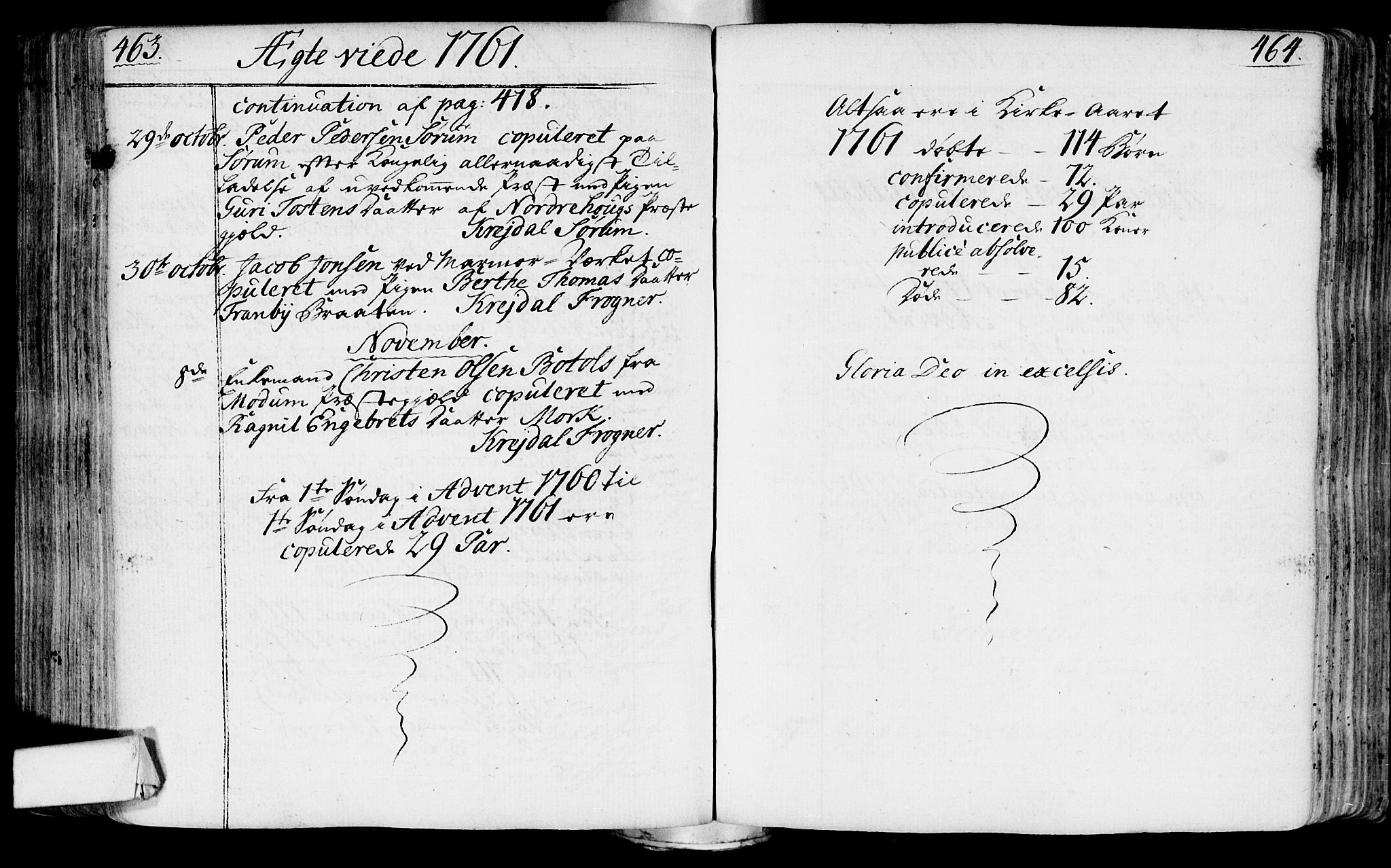 Lier kirkebøker, AV/SAKO-A-230/F/Fa/L0004: Parish register (official) no. I 4, 1749-1764, p. 463-464