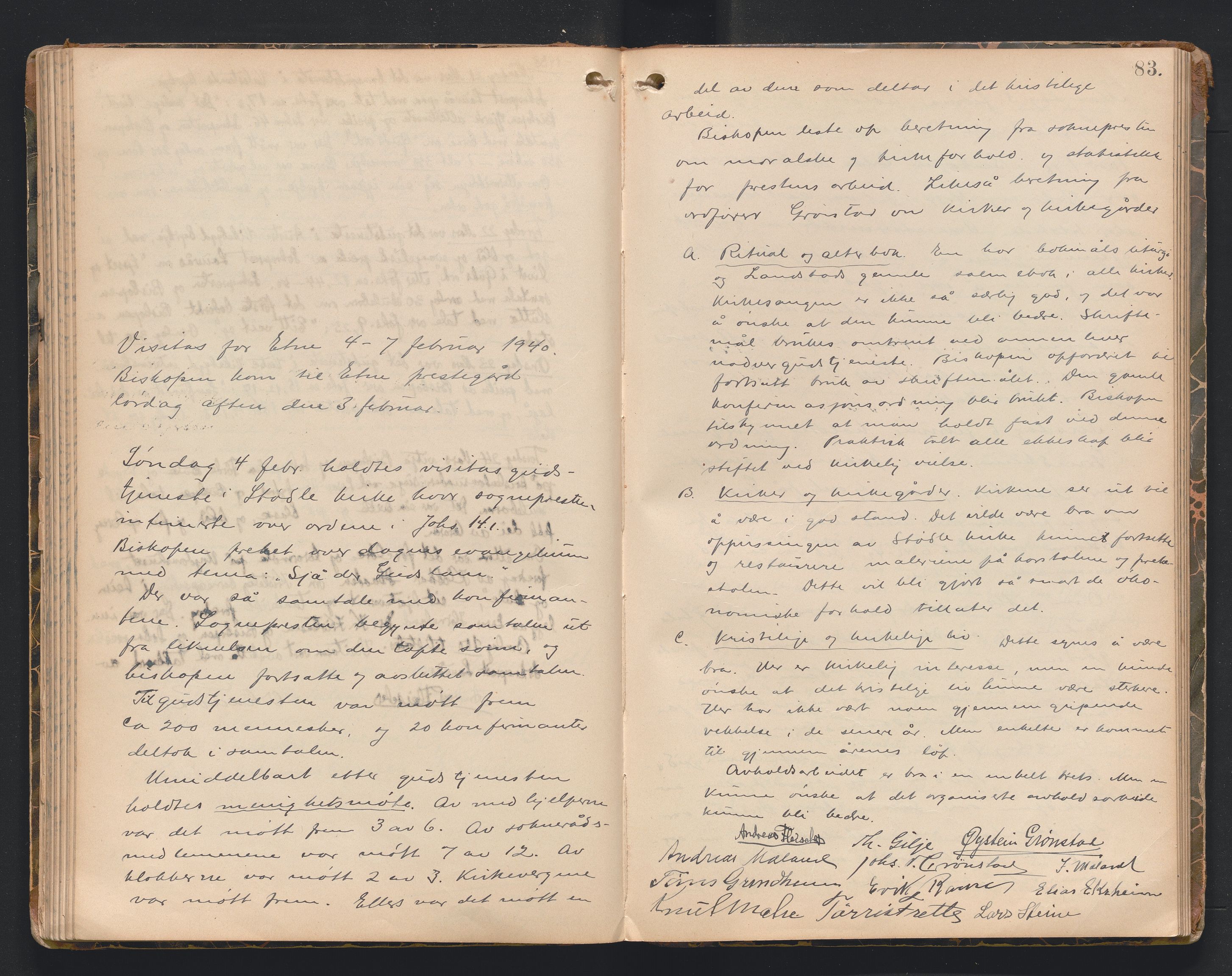 Søndre Sunnhordland prosti, AV/SAB-A-99913/F/L0002: Visitasprotokoll, 1895-1967, p. 82b-83a