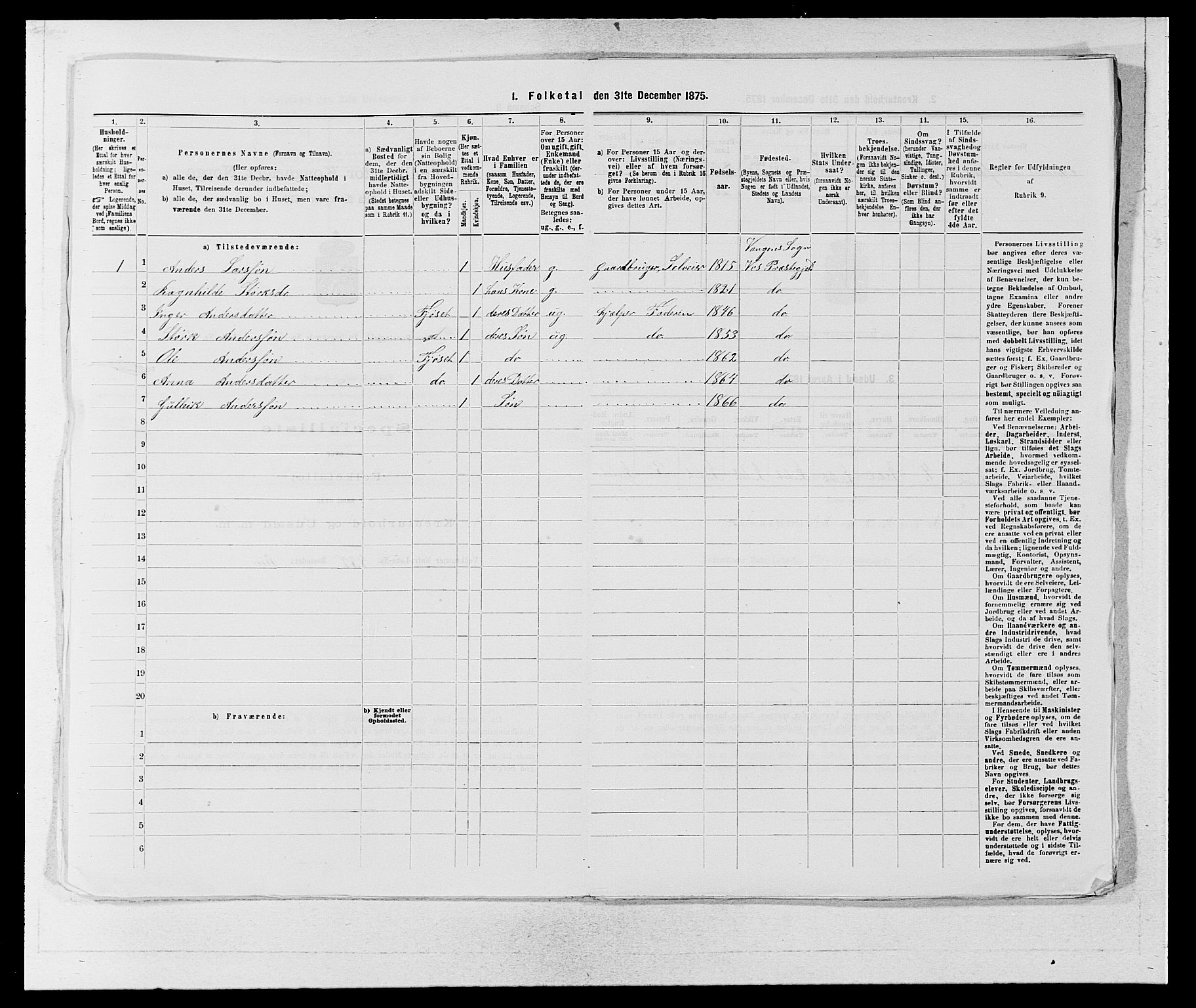SAB, 1875 census for 1235P Voss, 1875, p. 1492