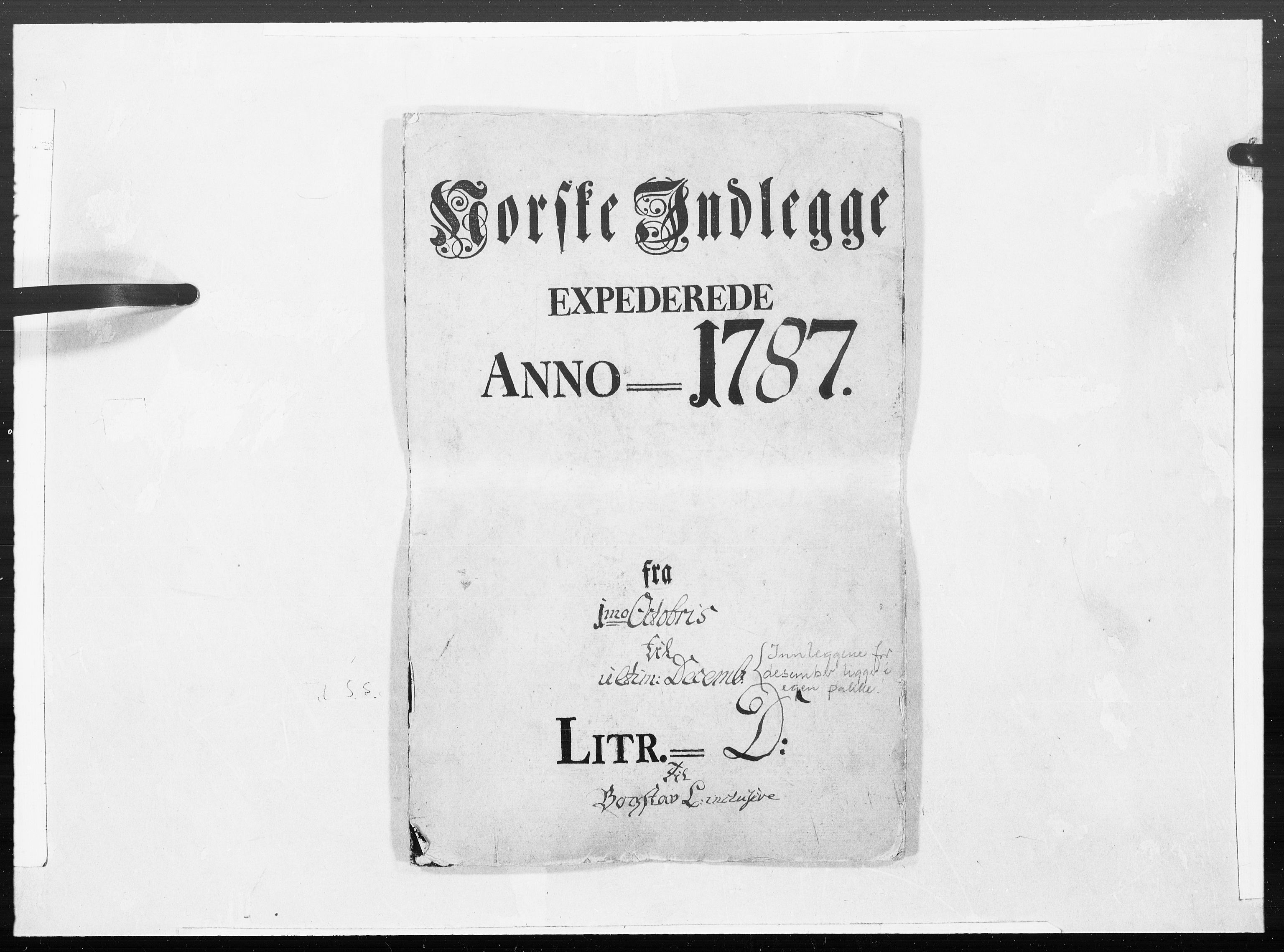 Danske Kanselli 1572-1799, RA/EA-3023/F/Fc/Fcc/Fcca/L0268: Norske innlegg 1572-1799, 1787, p. 1