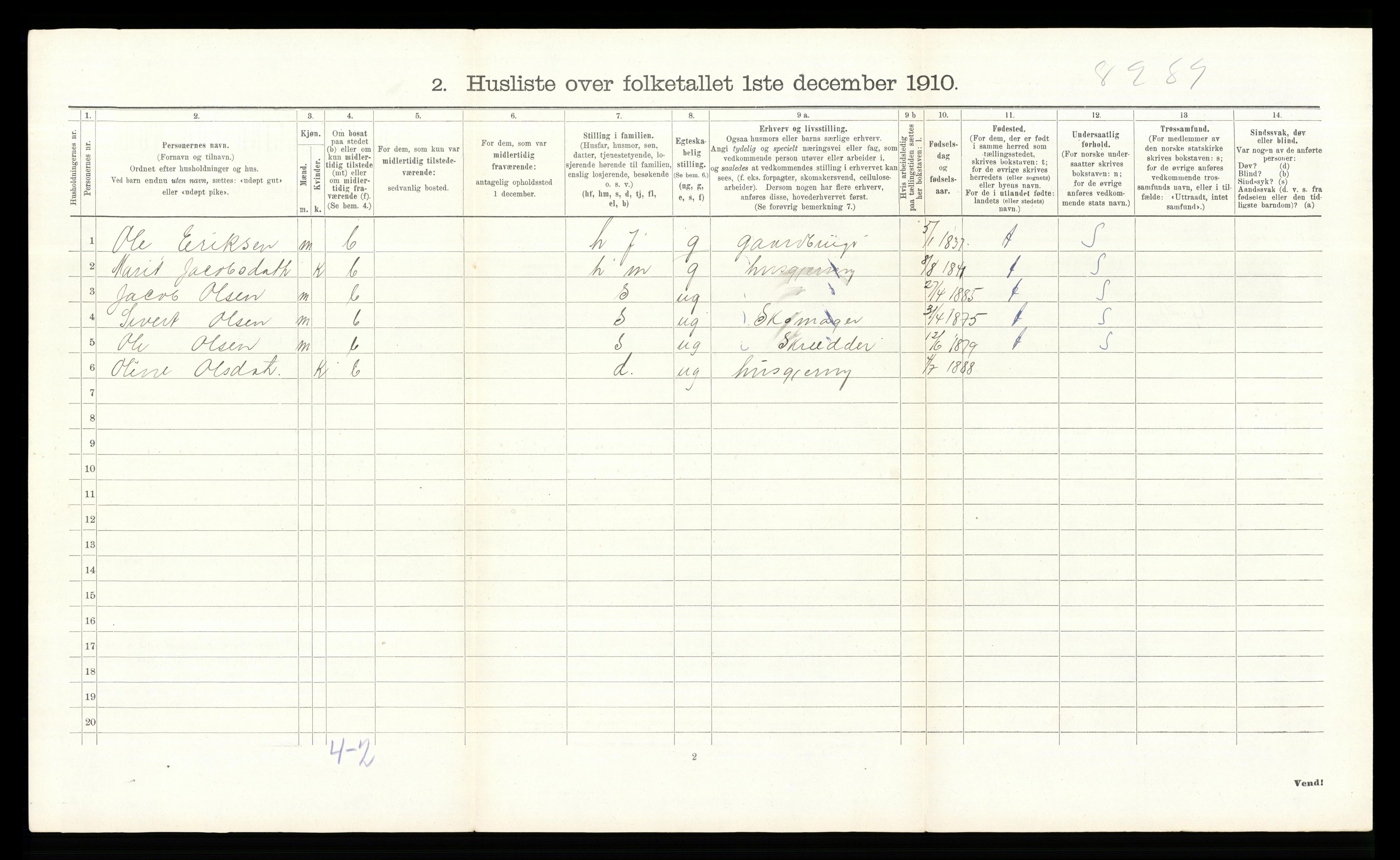 RA, 1910 census for Dovre, 1910, p. 674