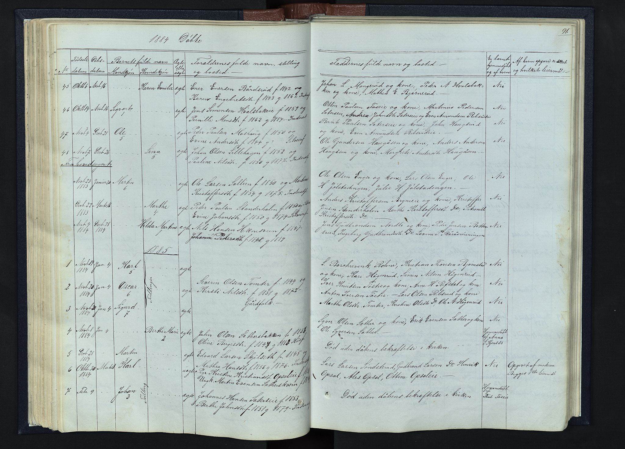 Romedal prestekontor, SAH/PREST-004/L/L0010: Parish register (copy) no. 10, 1860-1895, p. 91